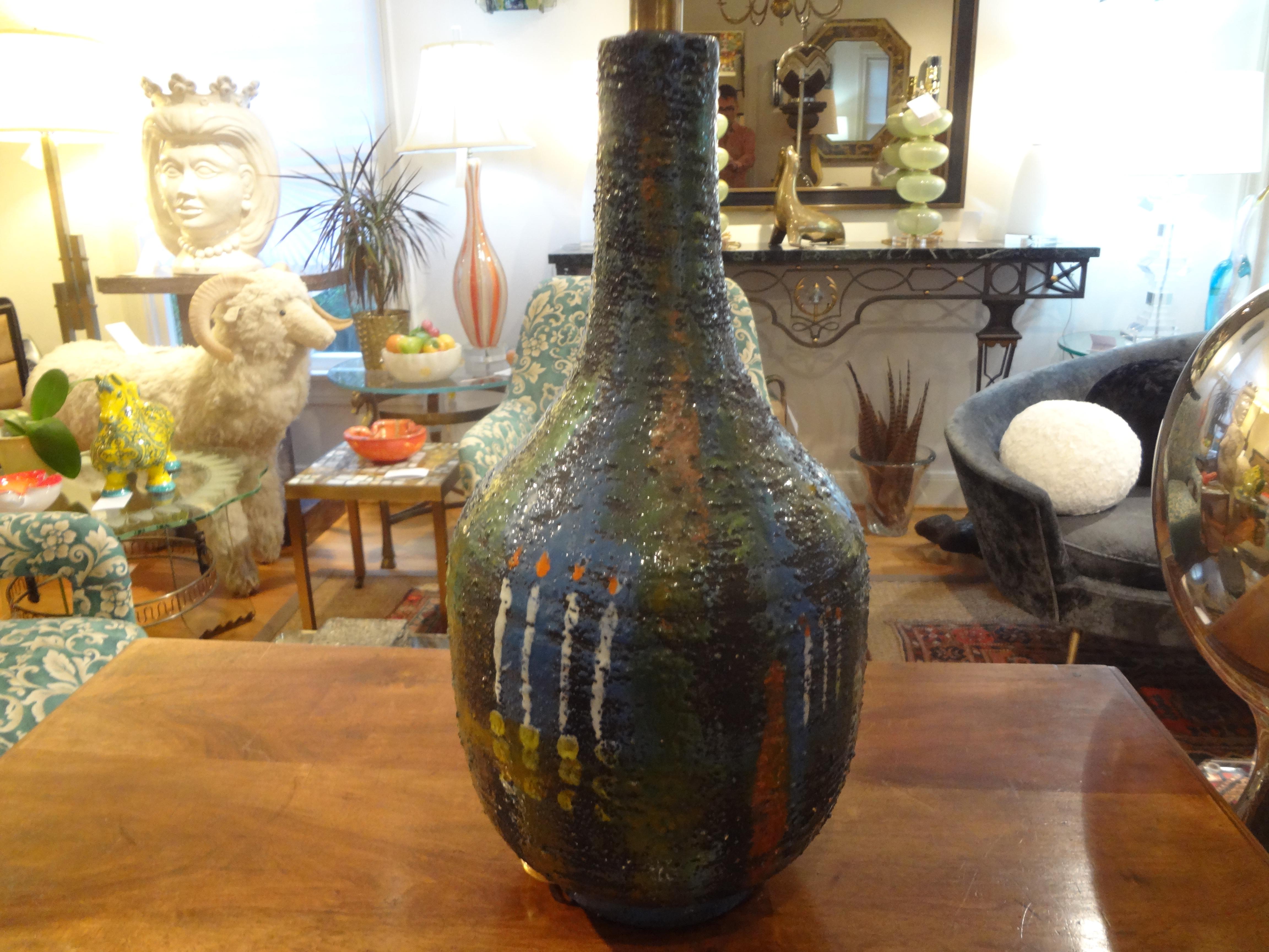 Italian Marcello Fantoni Attributed Glazed Ceramic Lamp 2