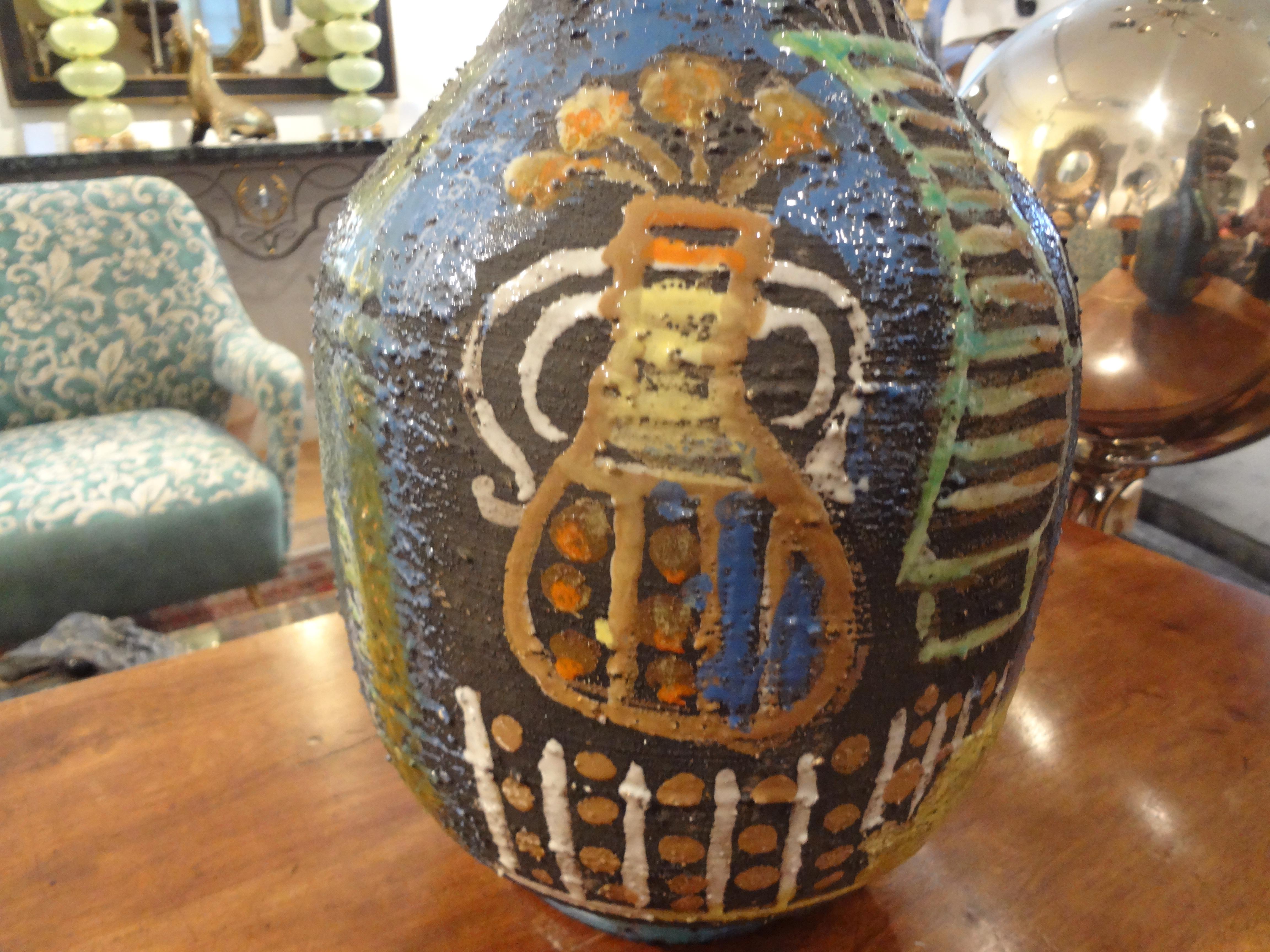 Hollywood Regency Italian Marcello Fantoni Attributed Glazed Ceramic Lamp