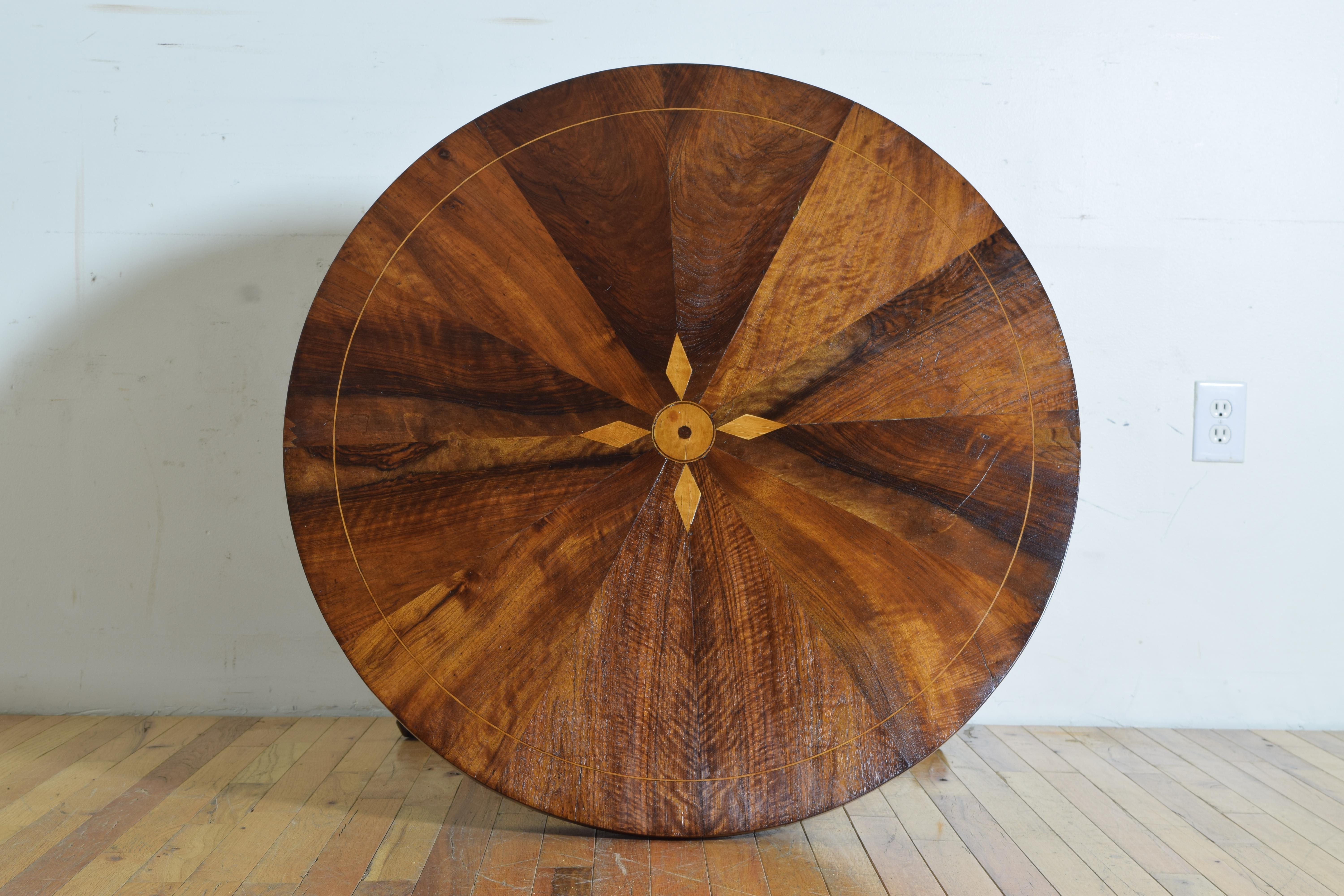 Italian, Marche, Walnut Veneer, Ebonized, and Inlaid Center Table, 19th Century 5