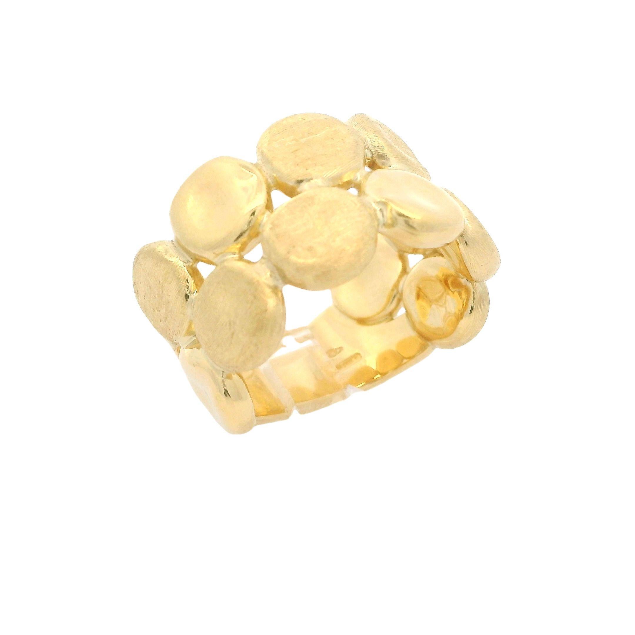 Bague en or jaune 18k Marco Bicego Jaipur à large bande Dual Finish 1