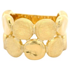 Italian Marco Bicego Jaipur 18k Yellow Gold Wide Dual Finish Band Ring
