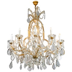 Italian Maria Therese Eleven-Light Crystal Chandelier Mid-20th Century 