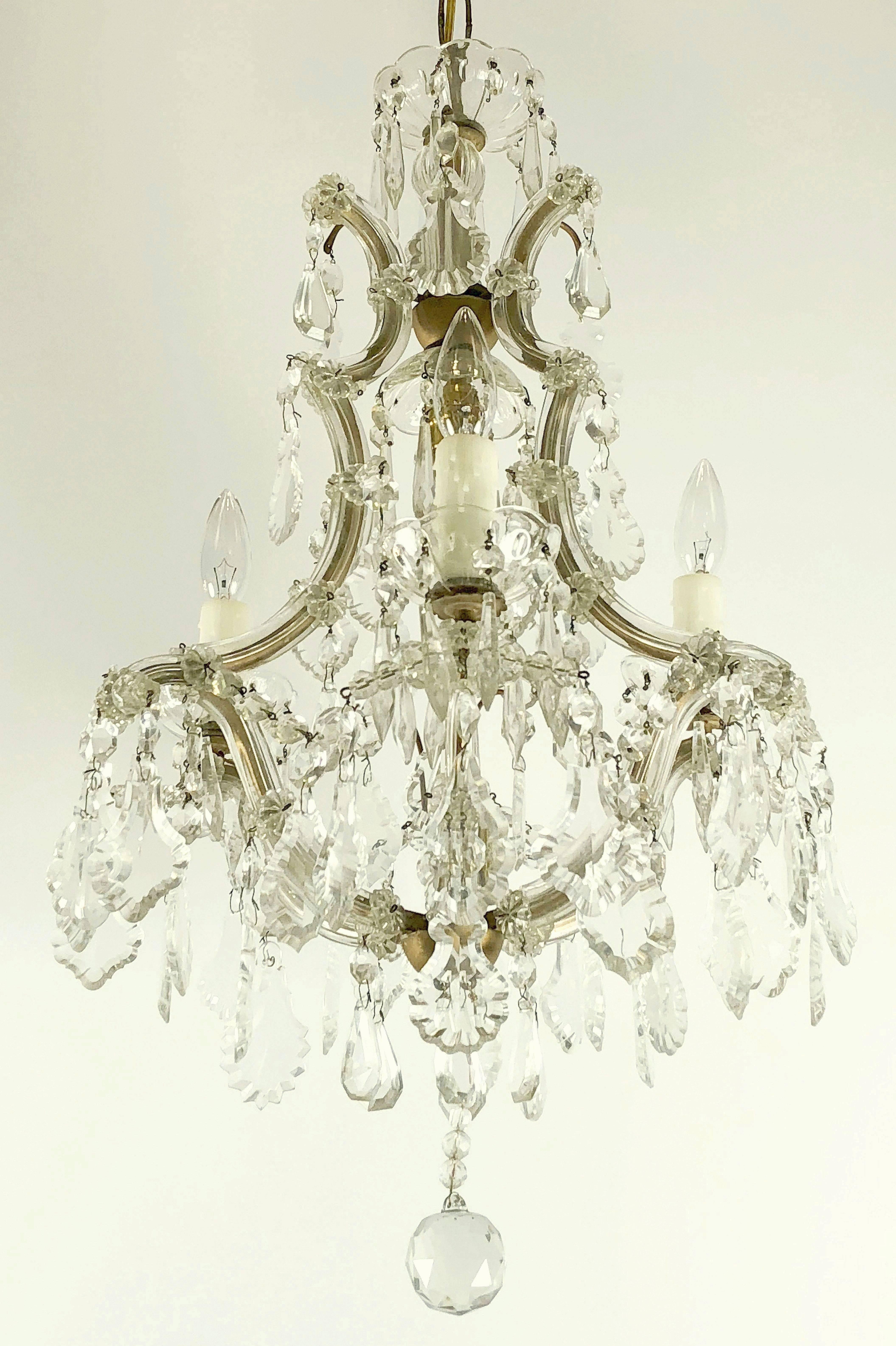 Maria Theresa Four-Light Crystal Drop Chandelier from Italy 2