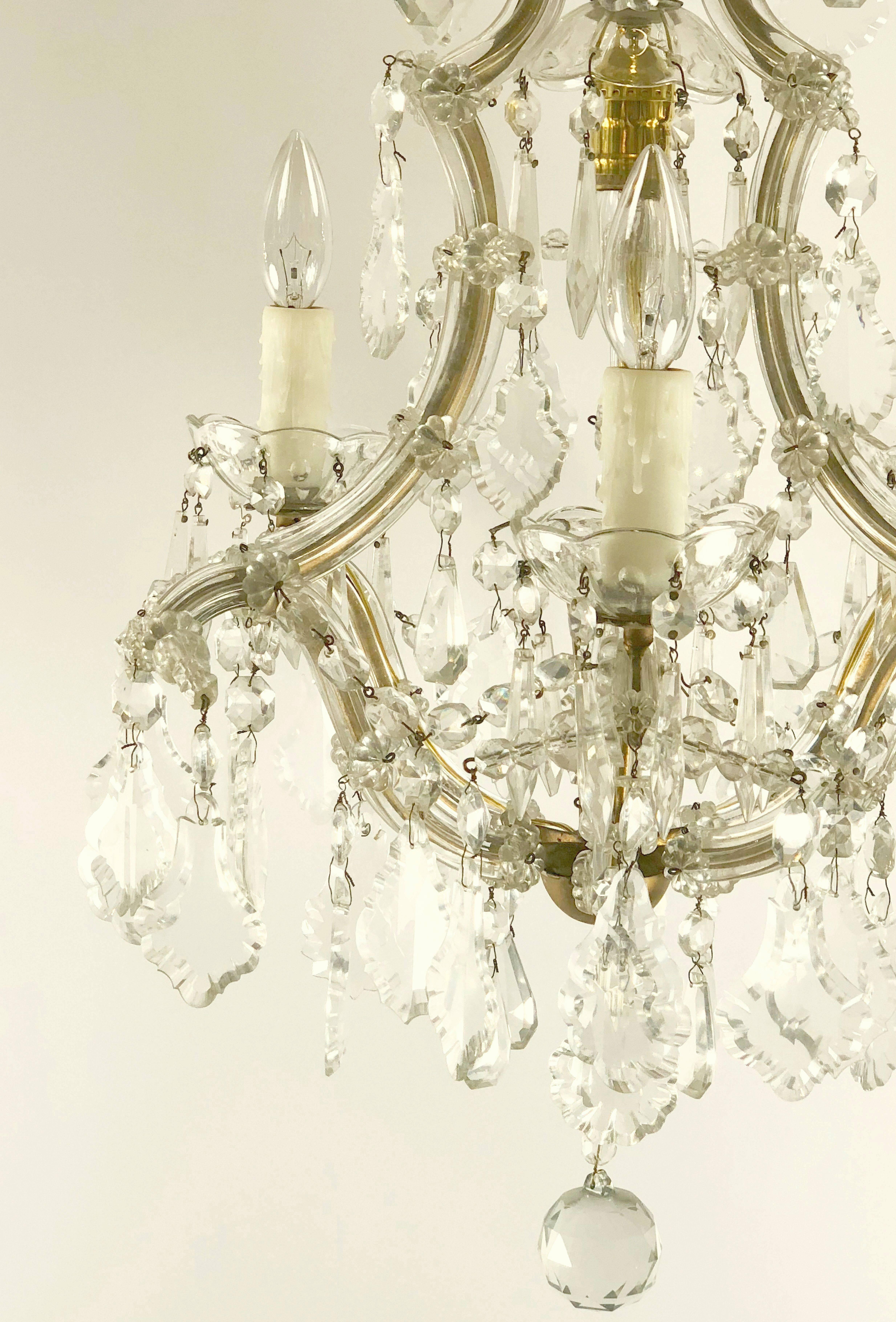 Maria Theresa Four-Light Crystal Drop Chandelier from Italy In Good Condition In Austin, TX