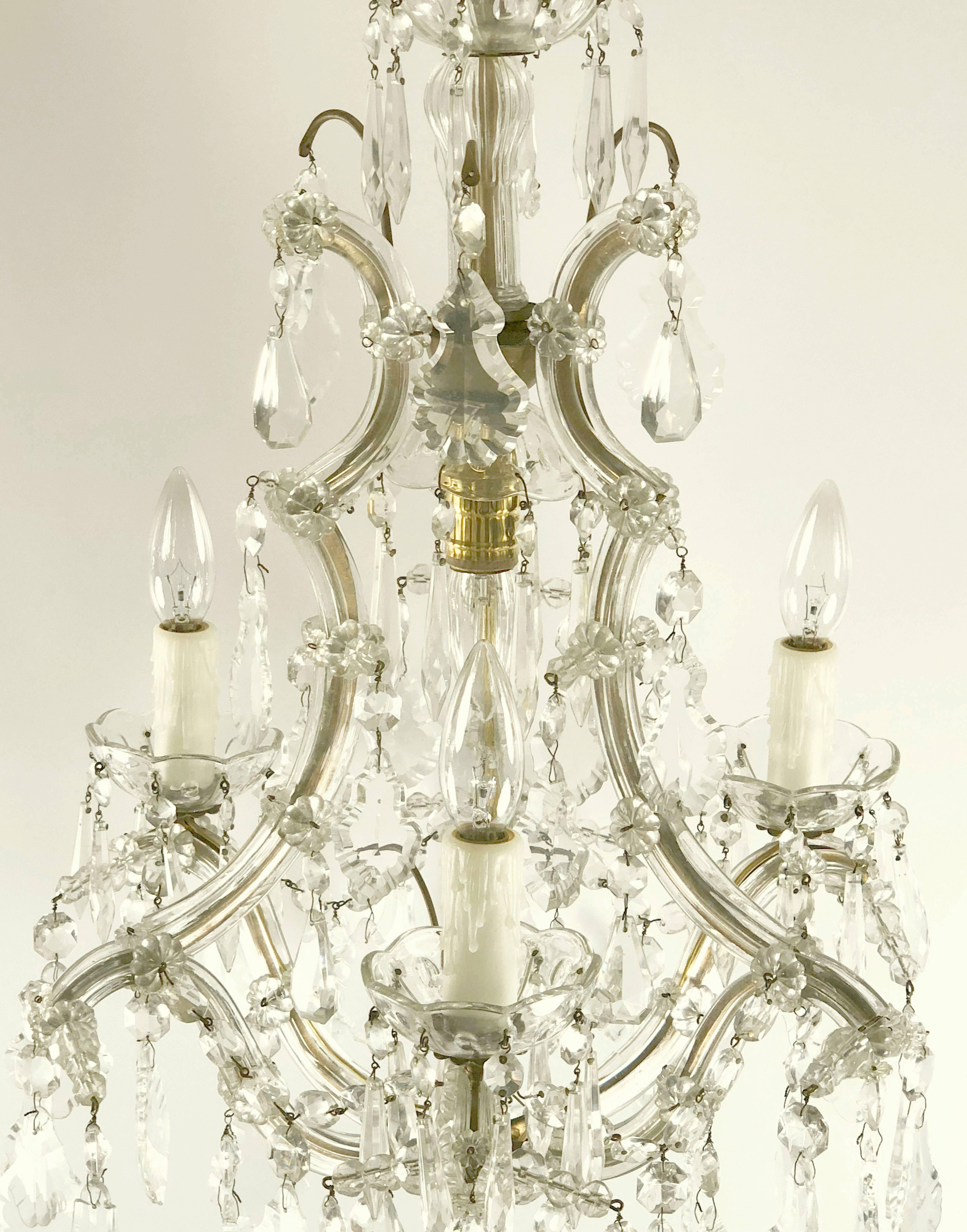 20th Century Maria Theresa Four-Light Crystal Drop Chandelier from Italy