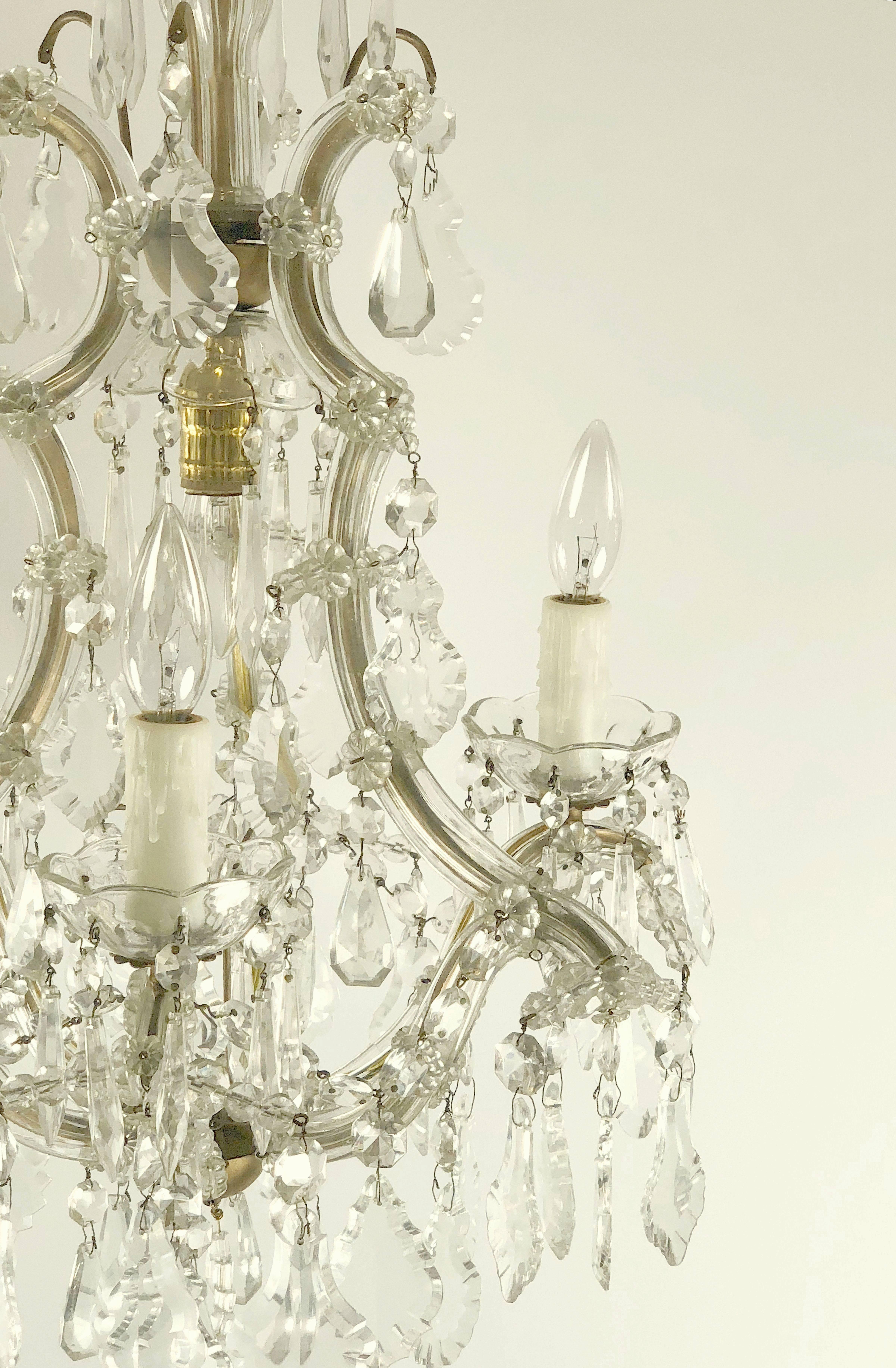 Glass Maria Theresa Four-Light Crystal Drop Chandelier from Italy