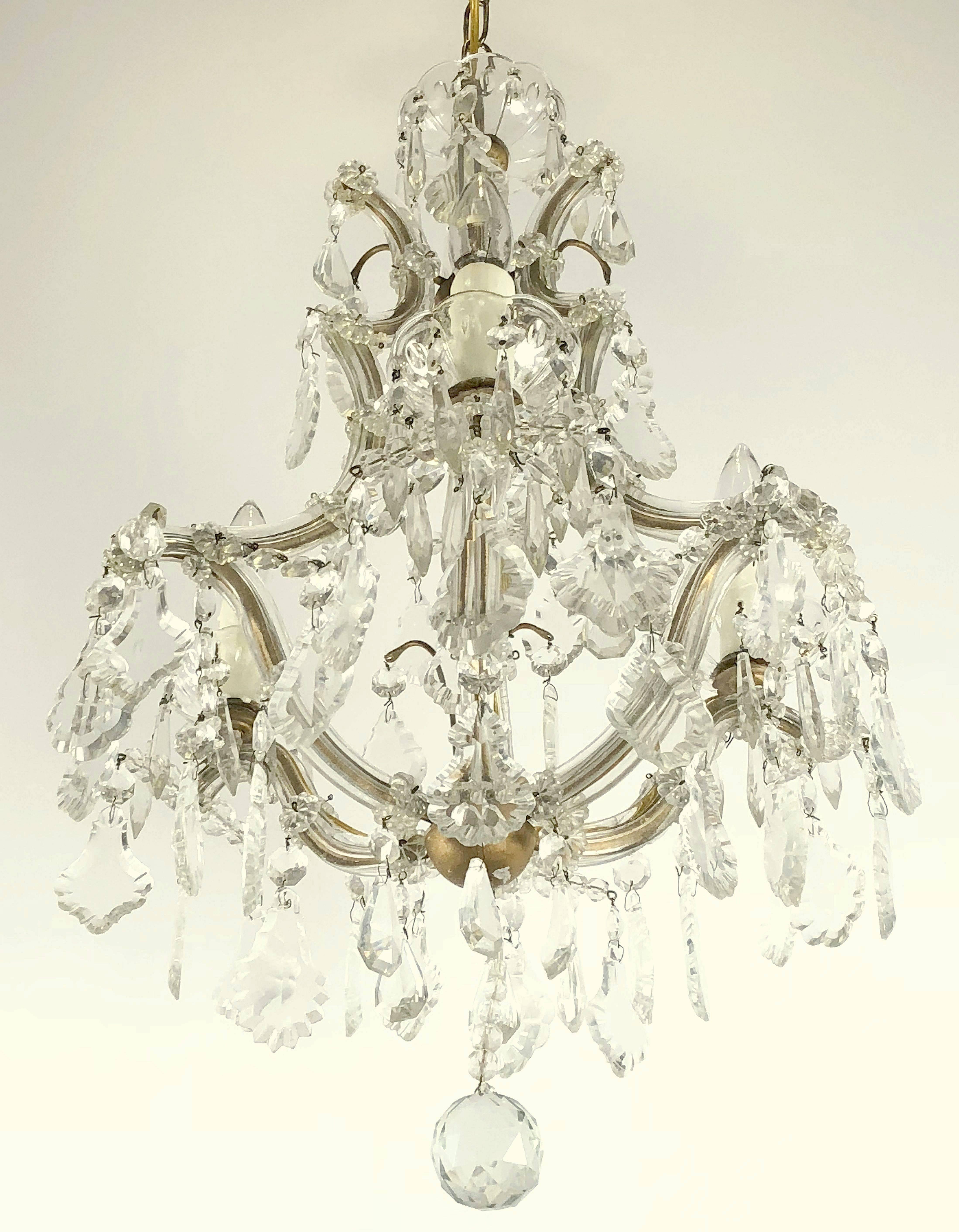 Maria Theresa Four-Light Crystal Drop Chandelier from Italy 1