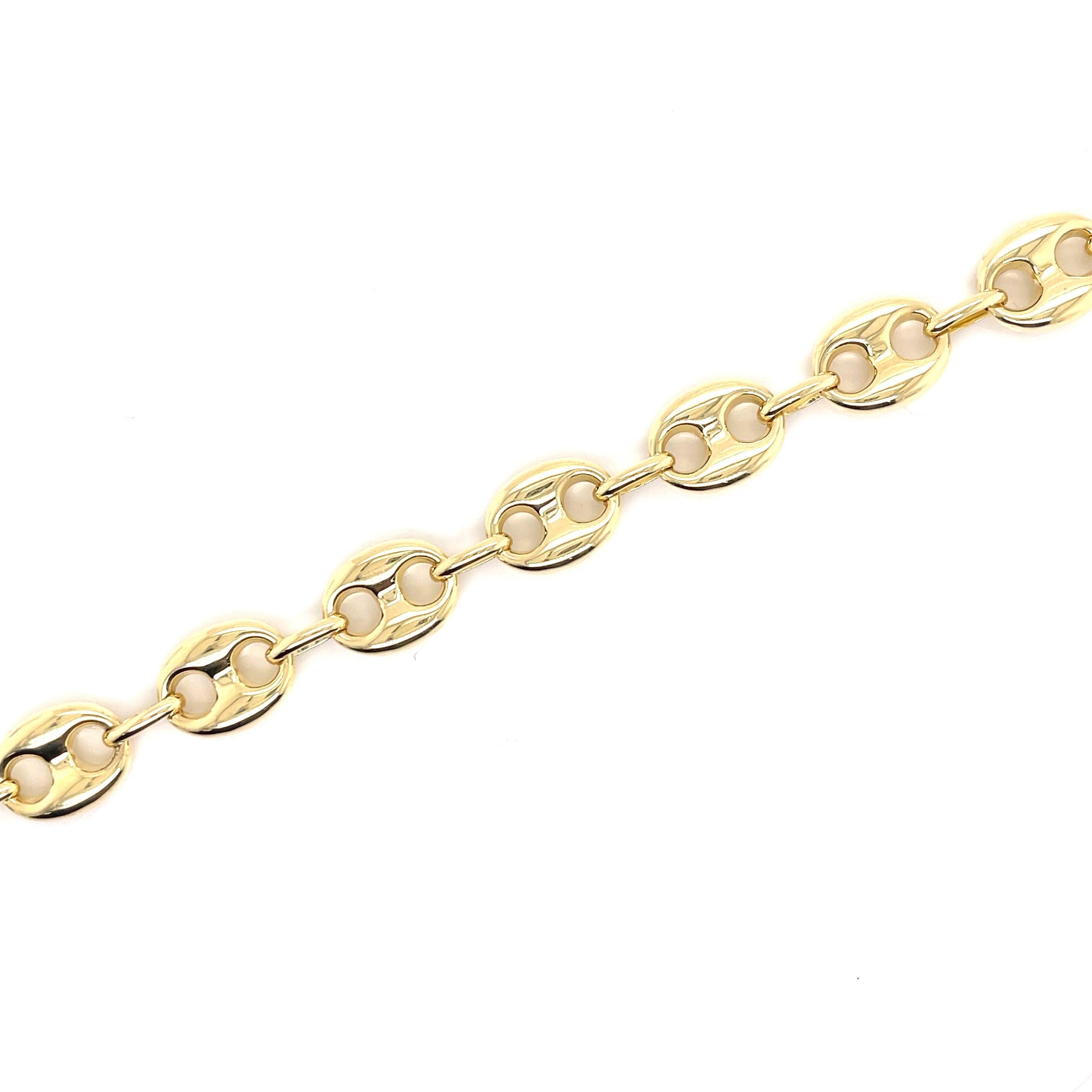 Italienisch  14 Karat Gelbgold Mariner-Gliederarmband 11,3 Gramm im Zustand „Neu“ im Angebot in New York, NY