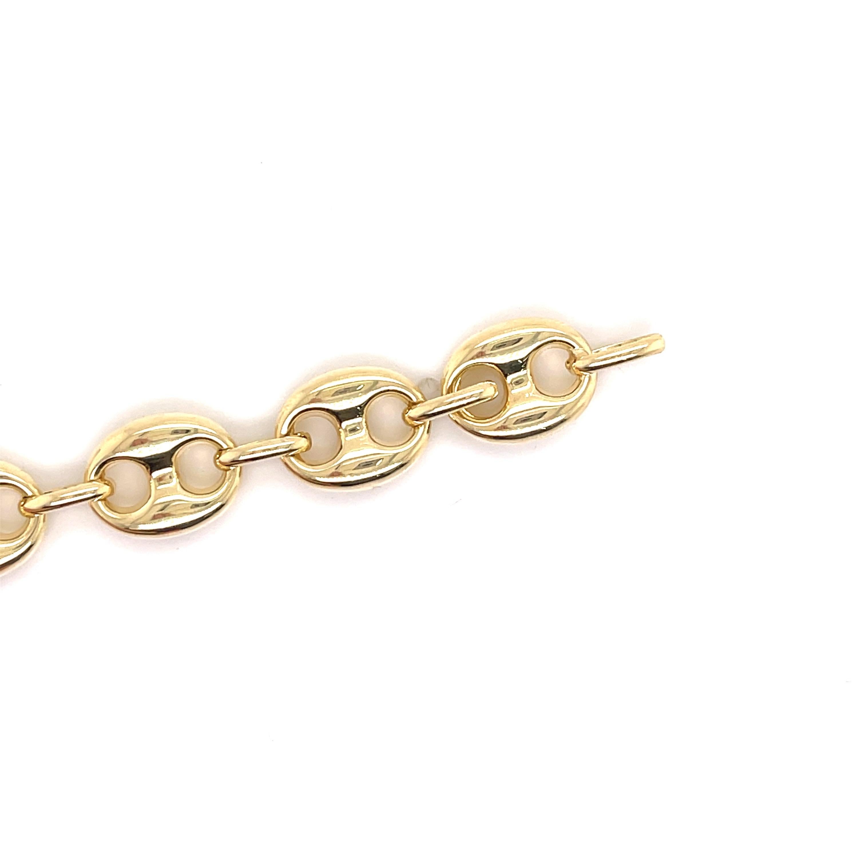 Italienisch  14 Karat Gelbgold Mariner-Gliederarmband 11,3 Gramm im Angebot 1
