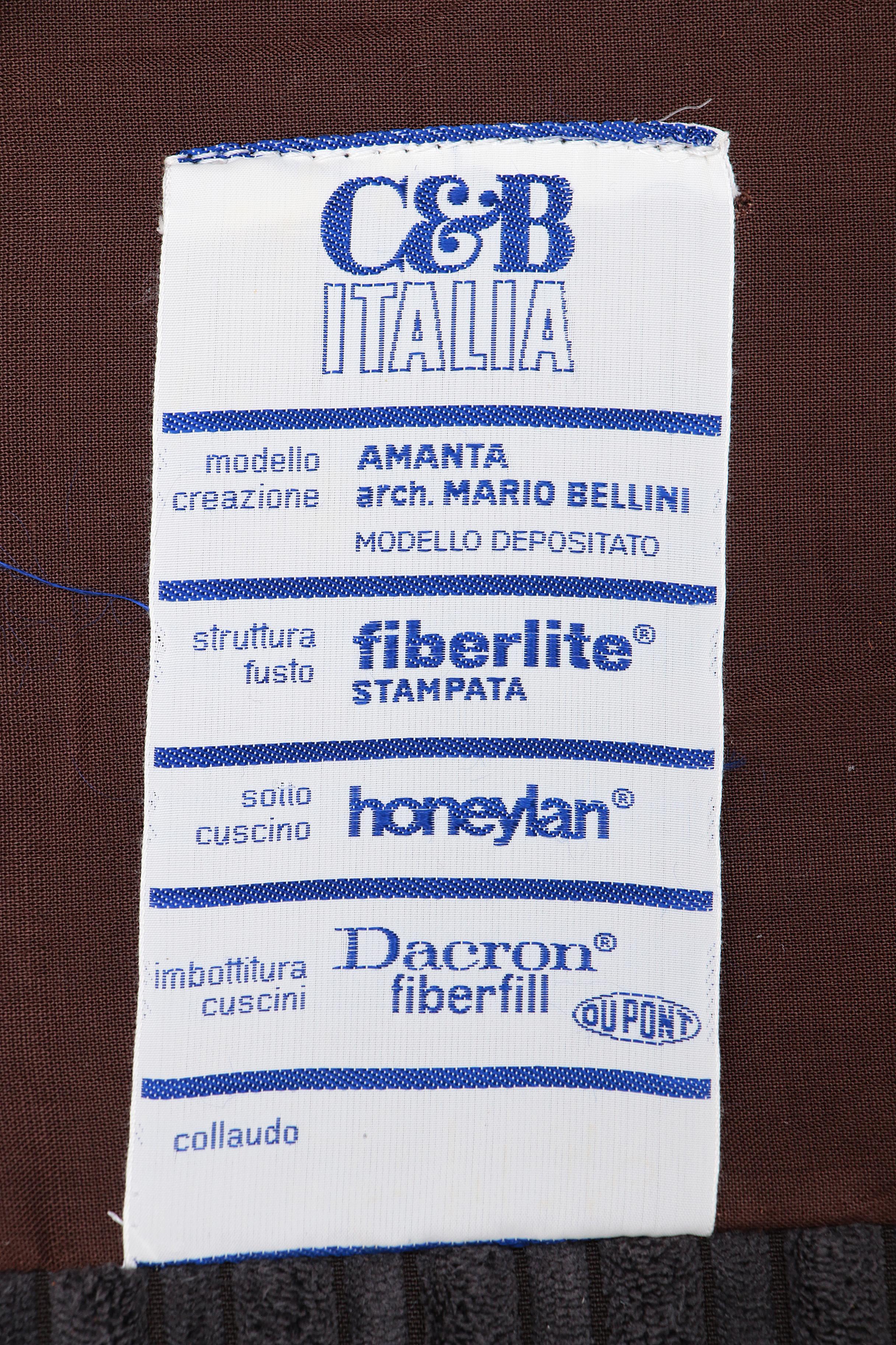 Italian Mario Bellini Amanta armchair ribbed fabric anthracite, 1960s 9