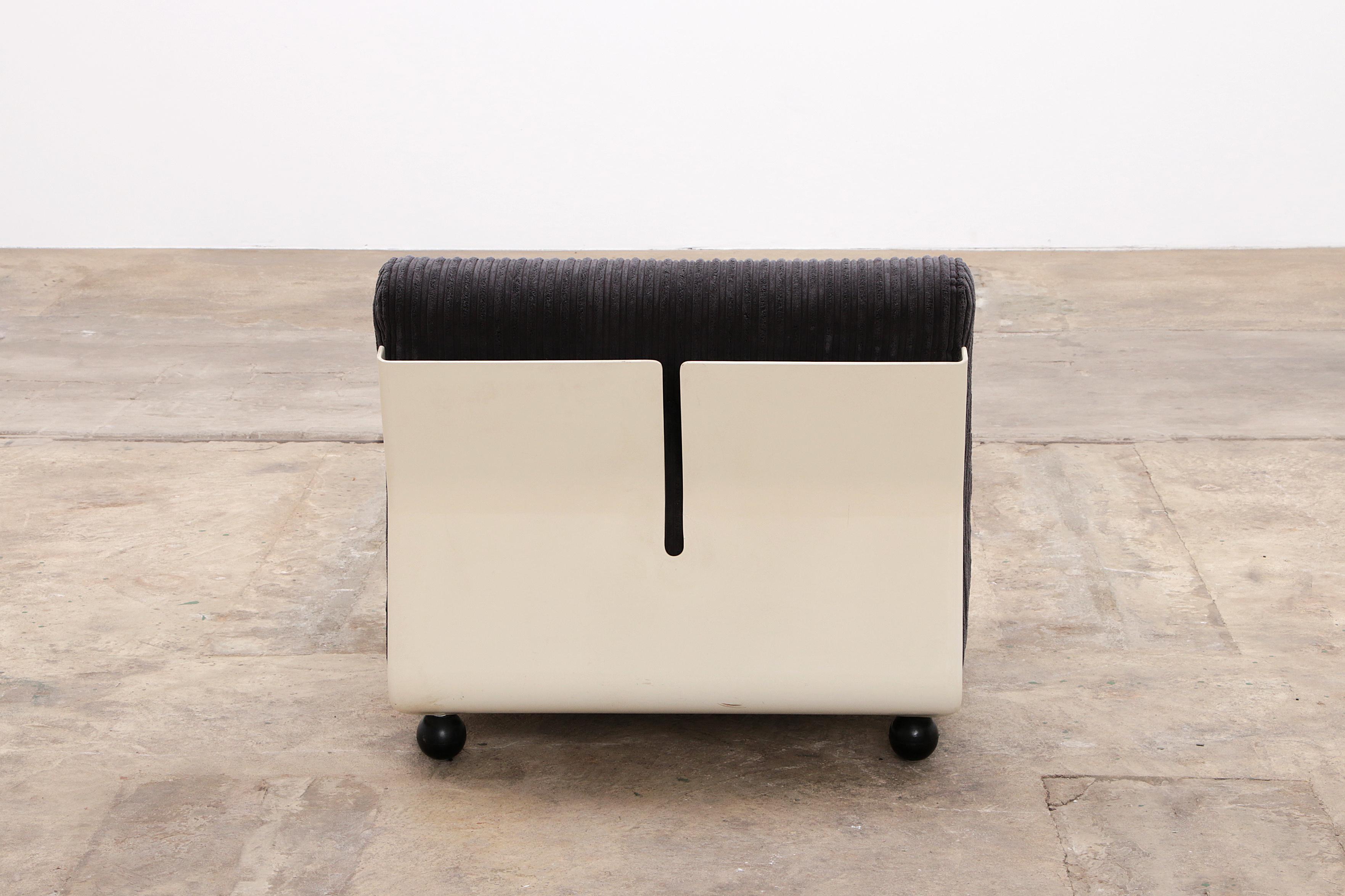 Fabric Italian Mario Bellini Amanta armchair ribbed fabric anthracite, 1960s