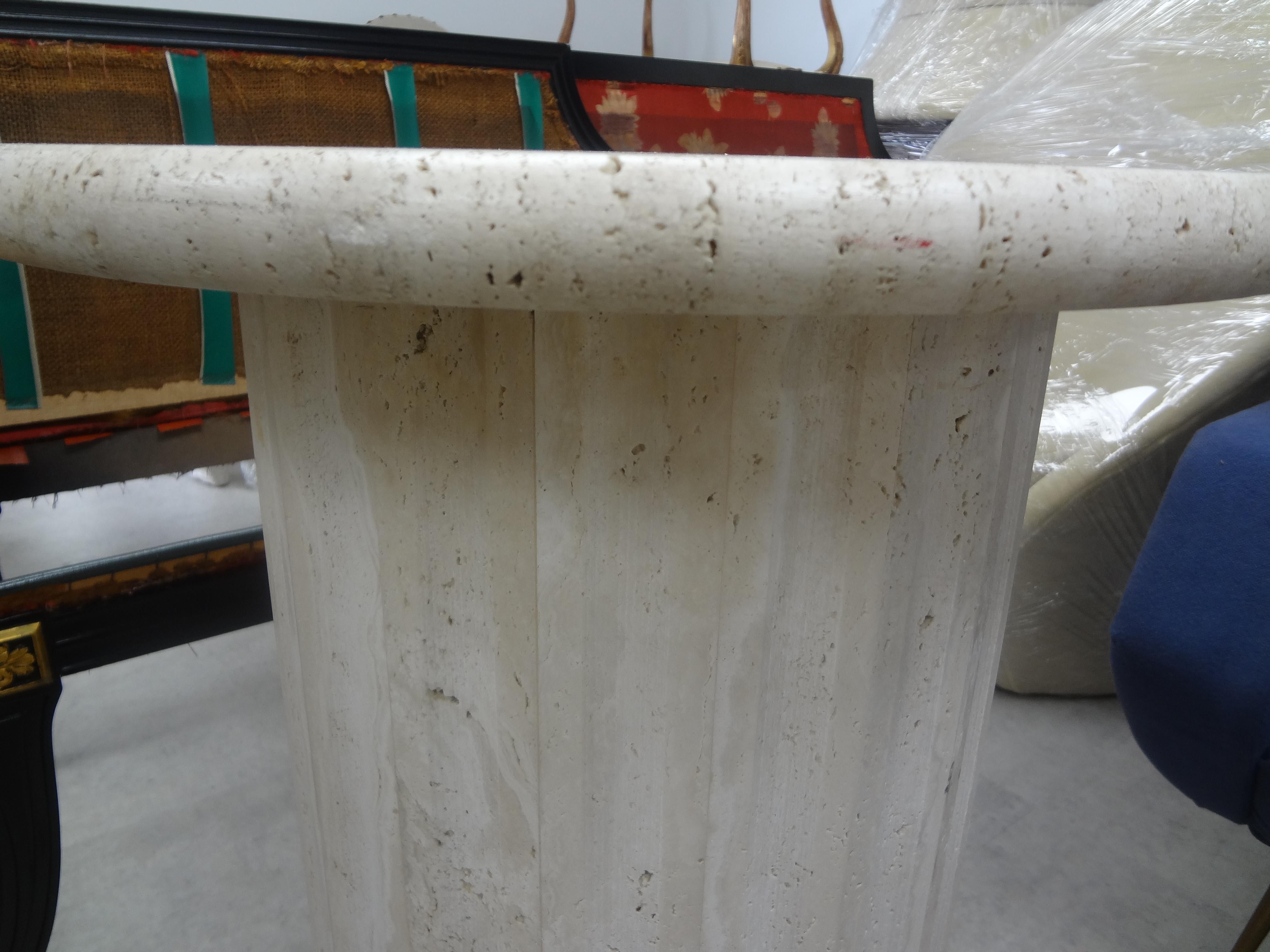 Post-Modern Italian Mario Bellini Style Fluted Travertine Pedestal or Table Base For Sale