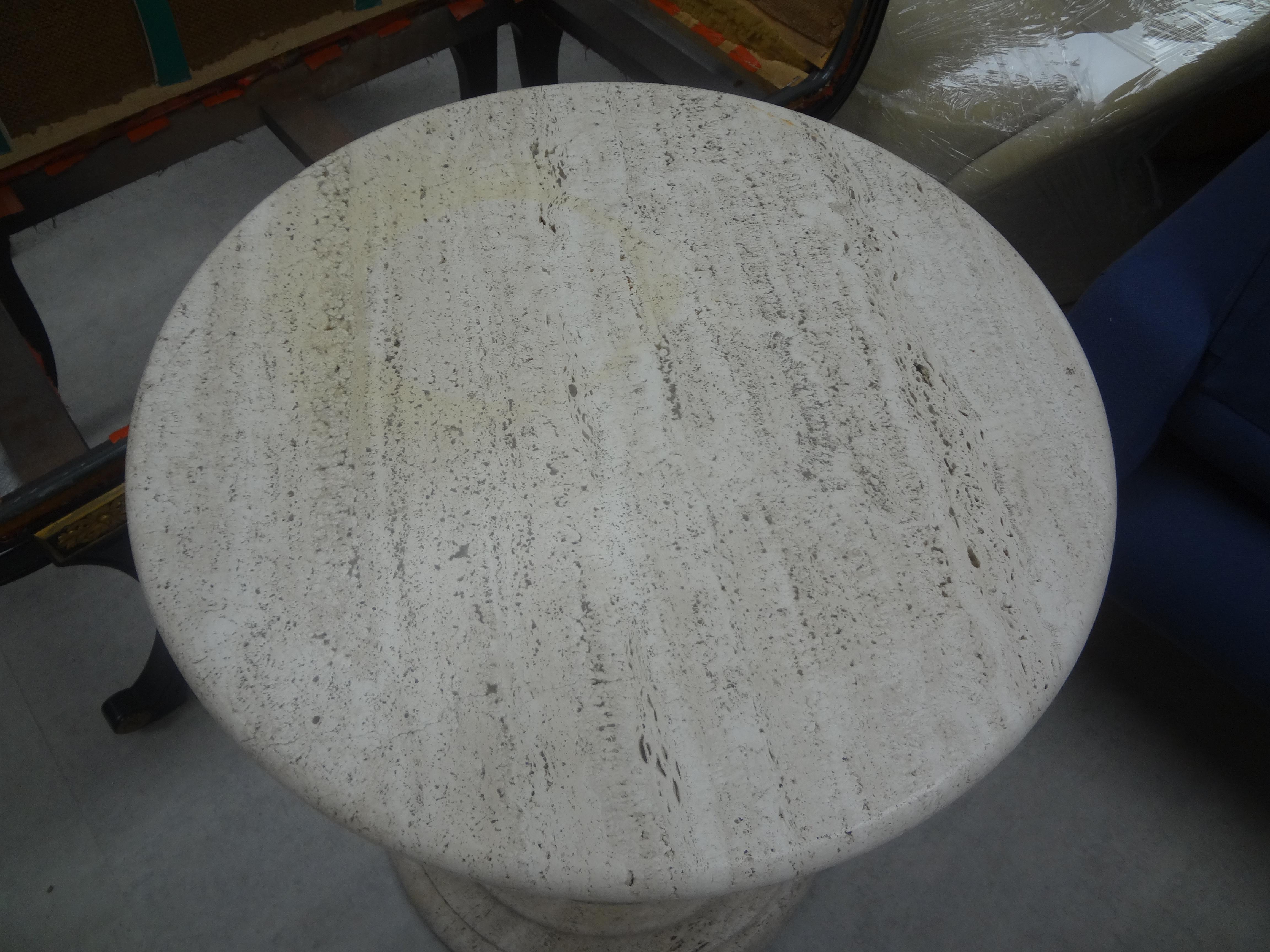Late 20th Century Italian Mario Bellini Style Fluted Travertine Pedestal or Table Base For Sale