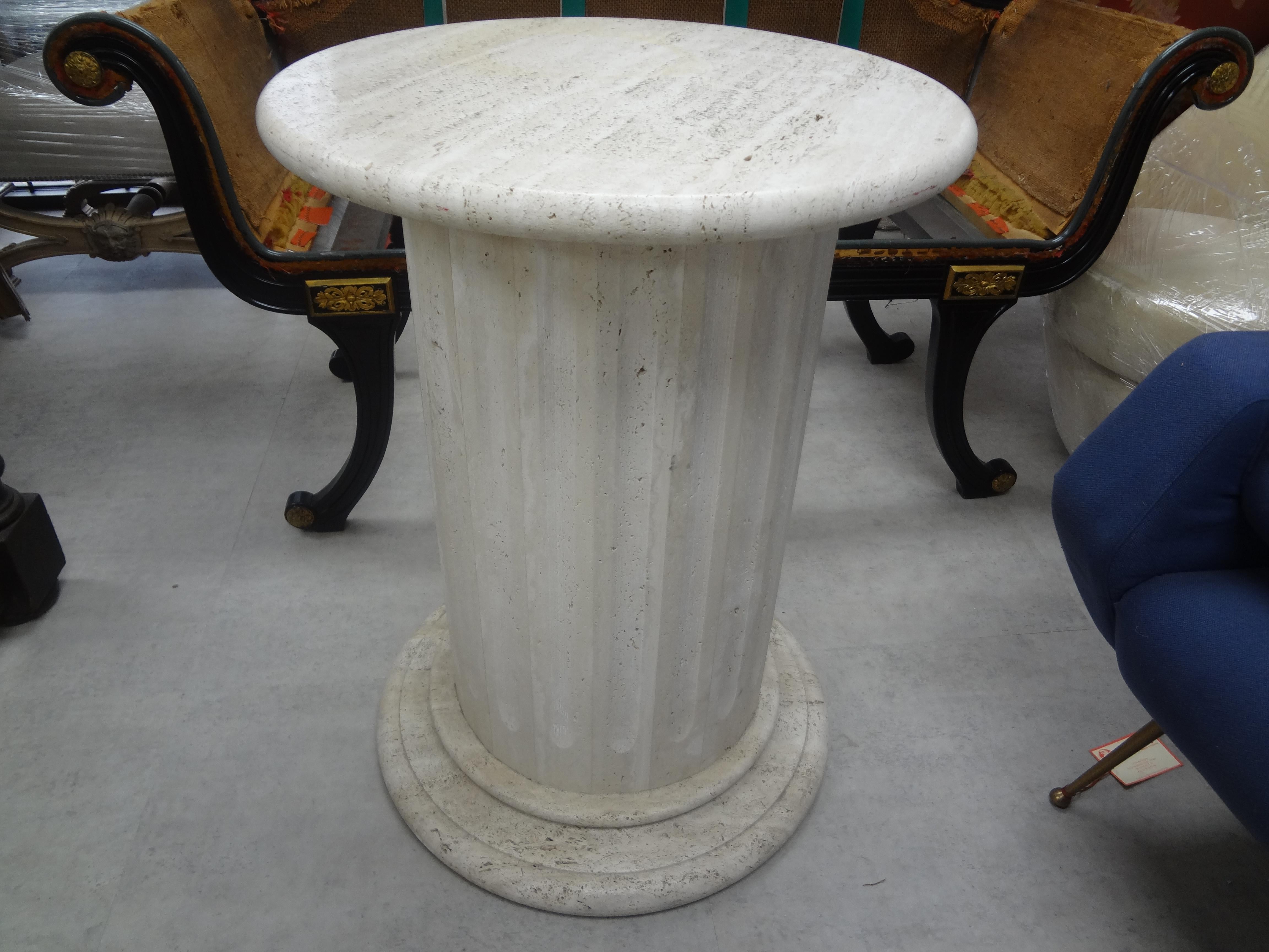 Italian Mario Bellini Style Fluted Travertine Pedestal or Table Base For Sale 2