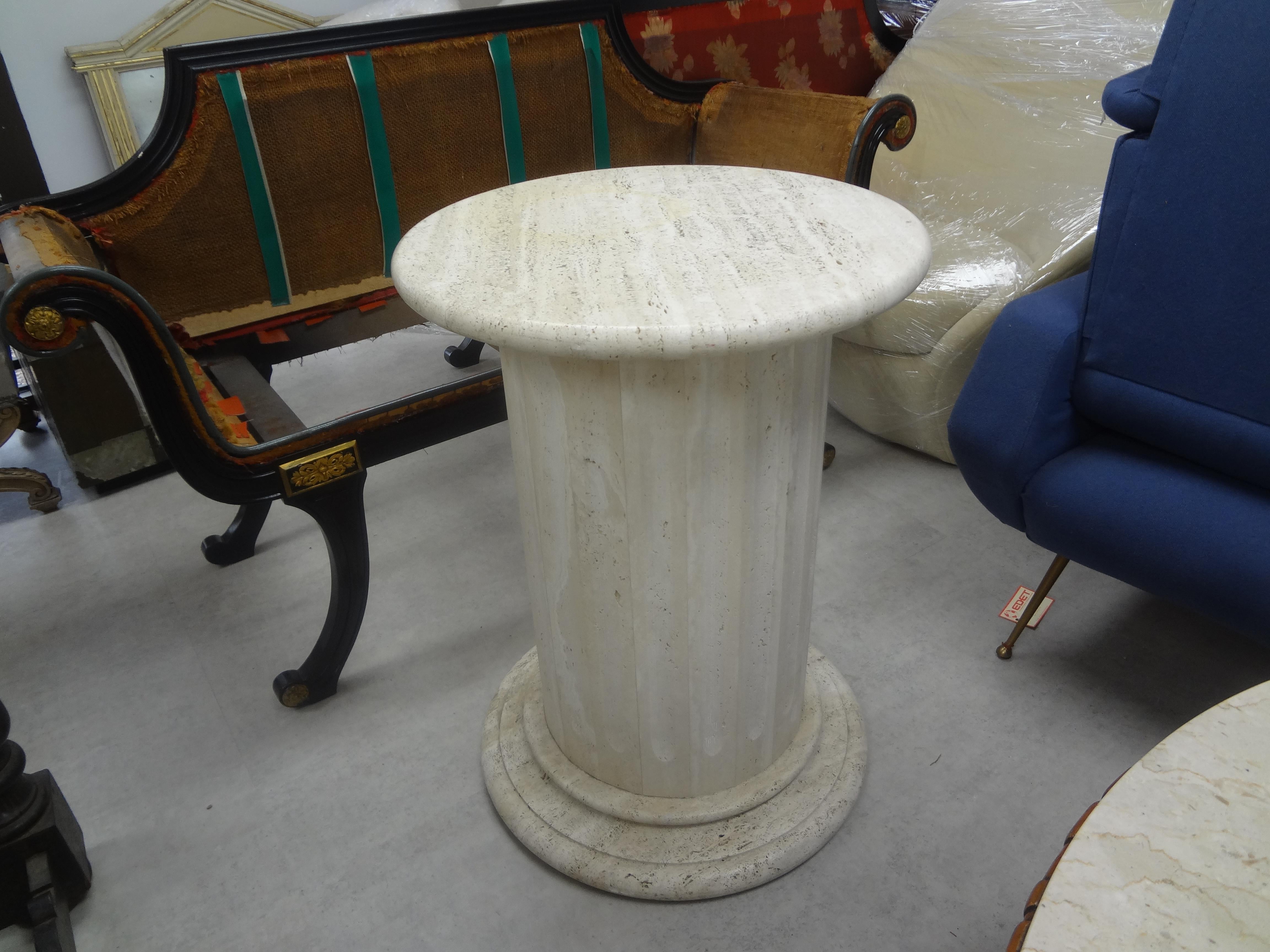 Italian Mario Bellini Style Fluted Travertine Pedestal or Table Base For Sale 3
