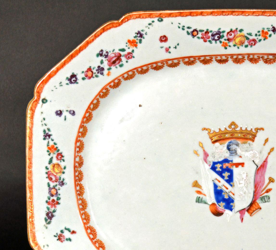 Porcelain Italian-Market Chinese Export  Armorial PorcelaDish for the Marchesi di Sorbello For Sale