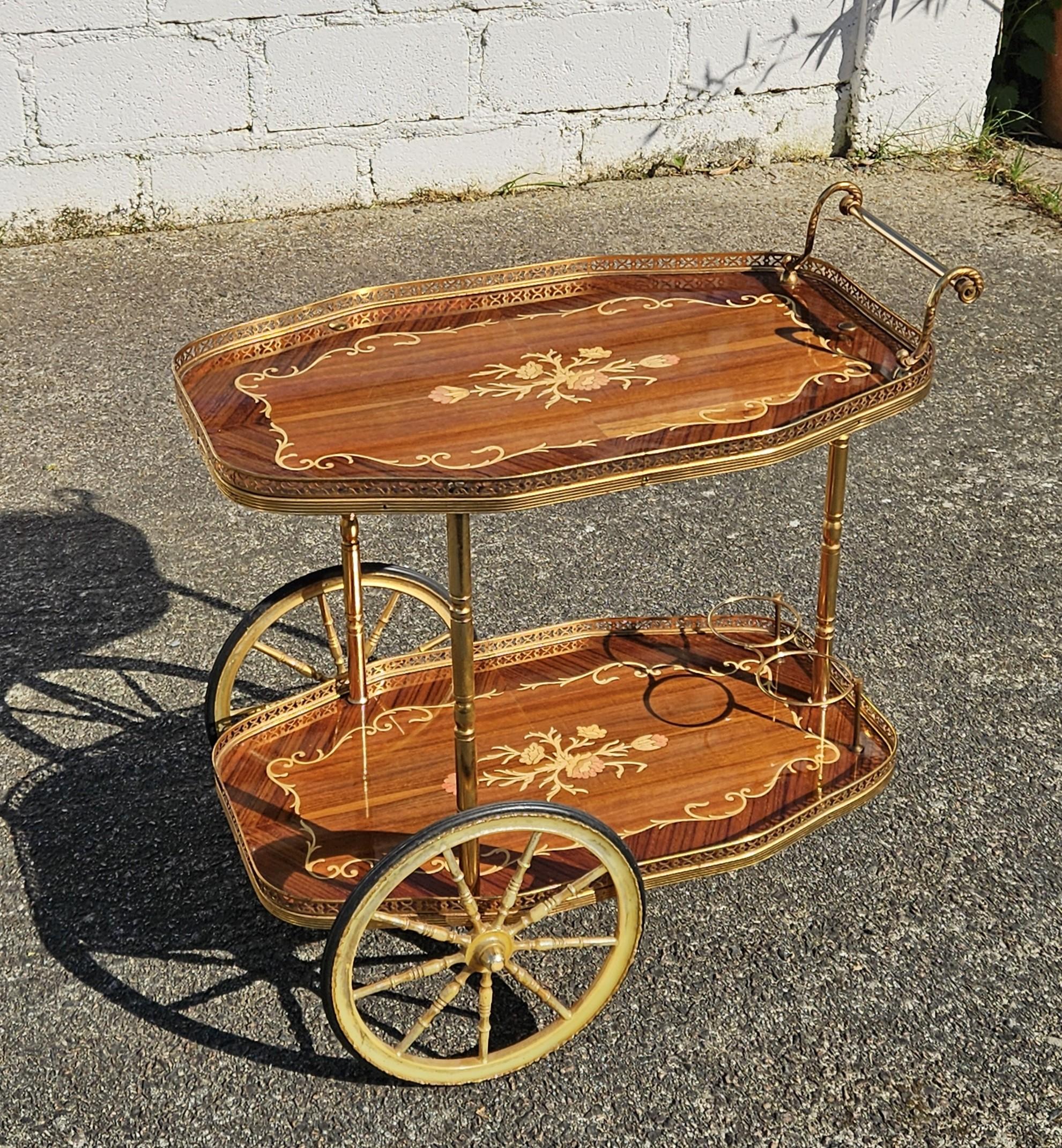 Chariot de bar à deux niveaux pour dessert - Trolley - Style néoclassique des années 70 3
