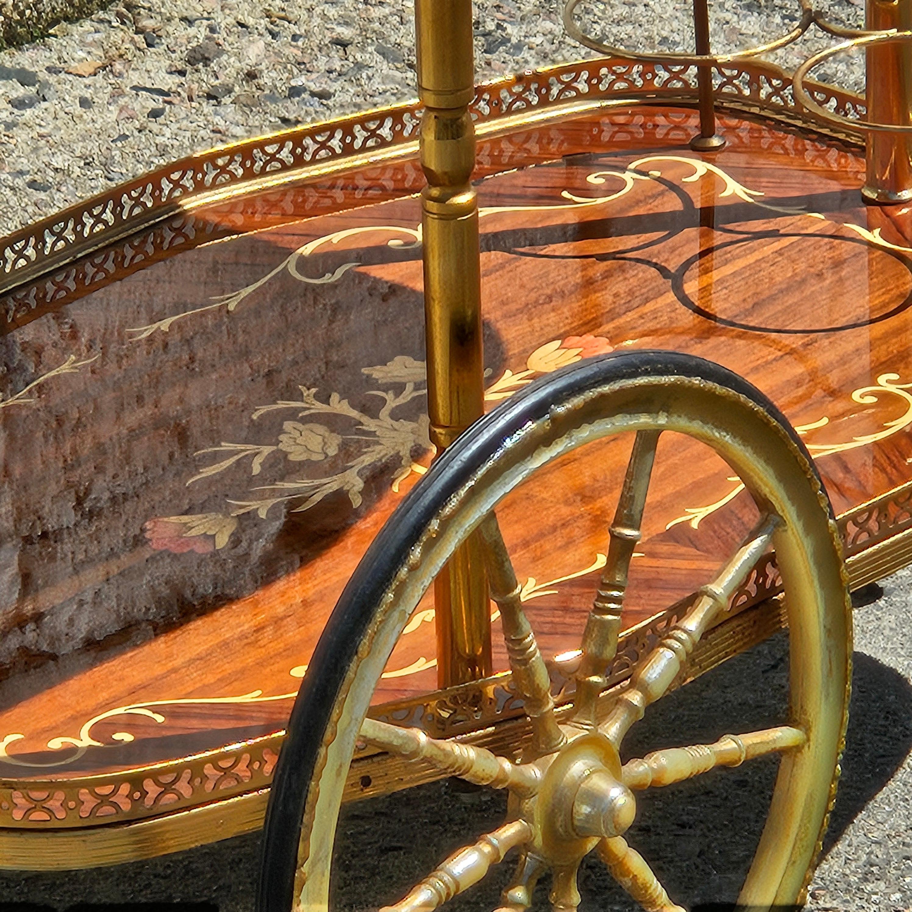 Chariot de bar à deux niveaux pour dessert - Trolley - Style néoclassique des années 70 9