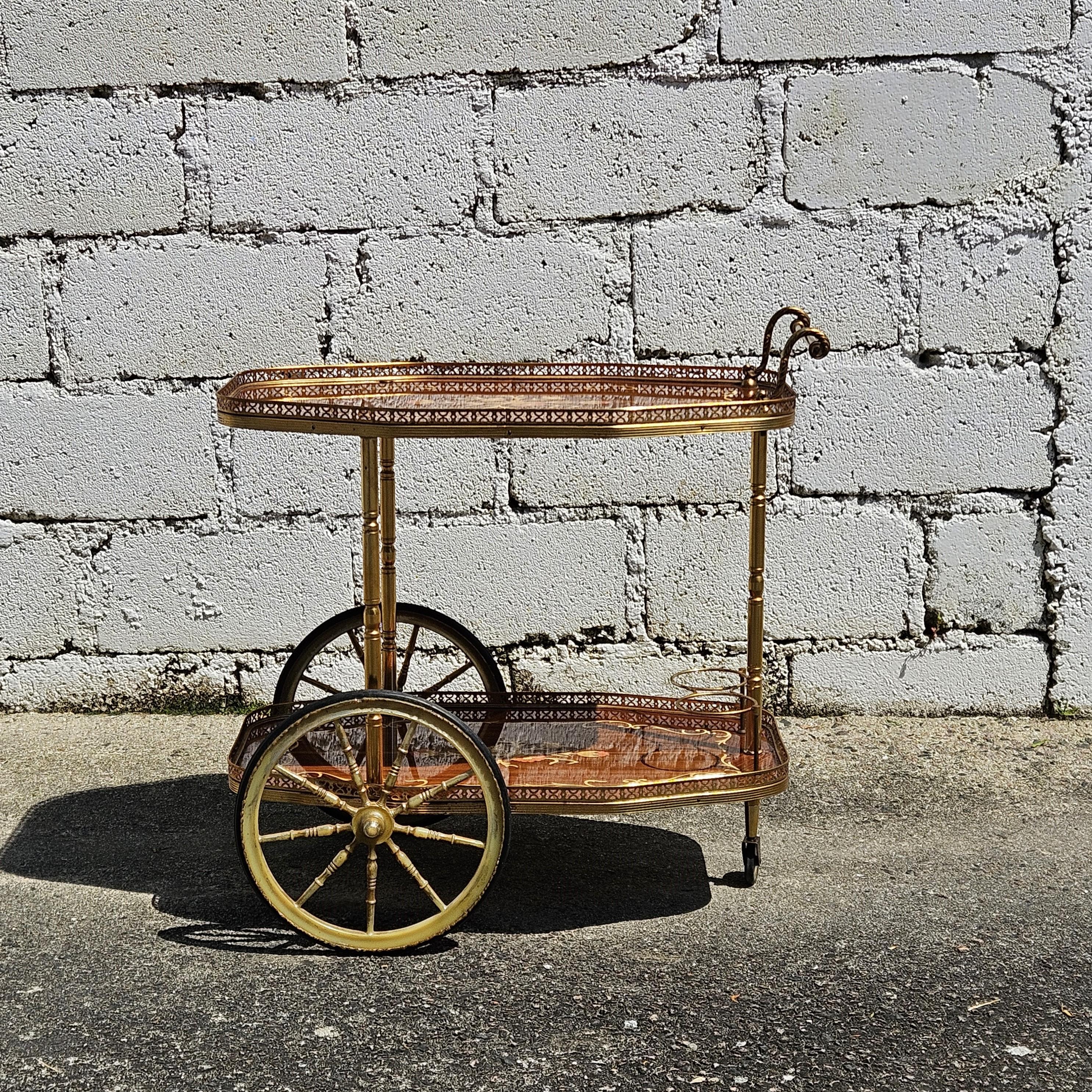 Néo-classique Chariot de bar à deux niveaux pour dessert - Trolley - Style néoclassique des années 70