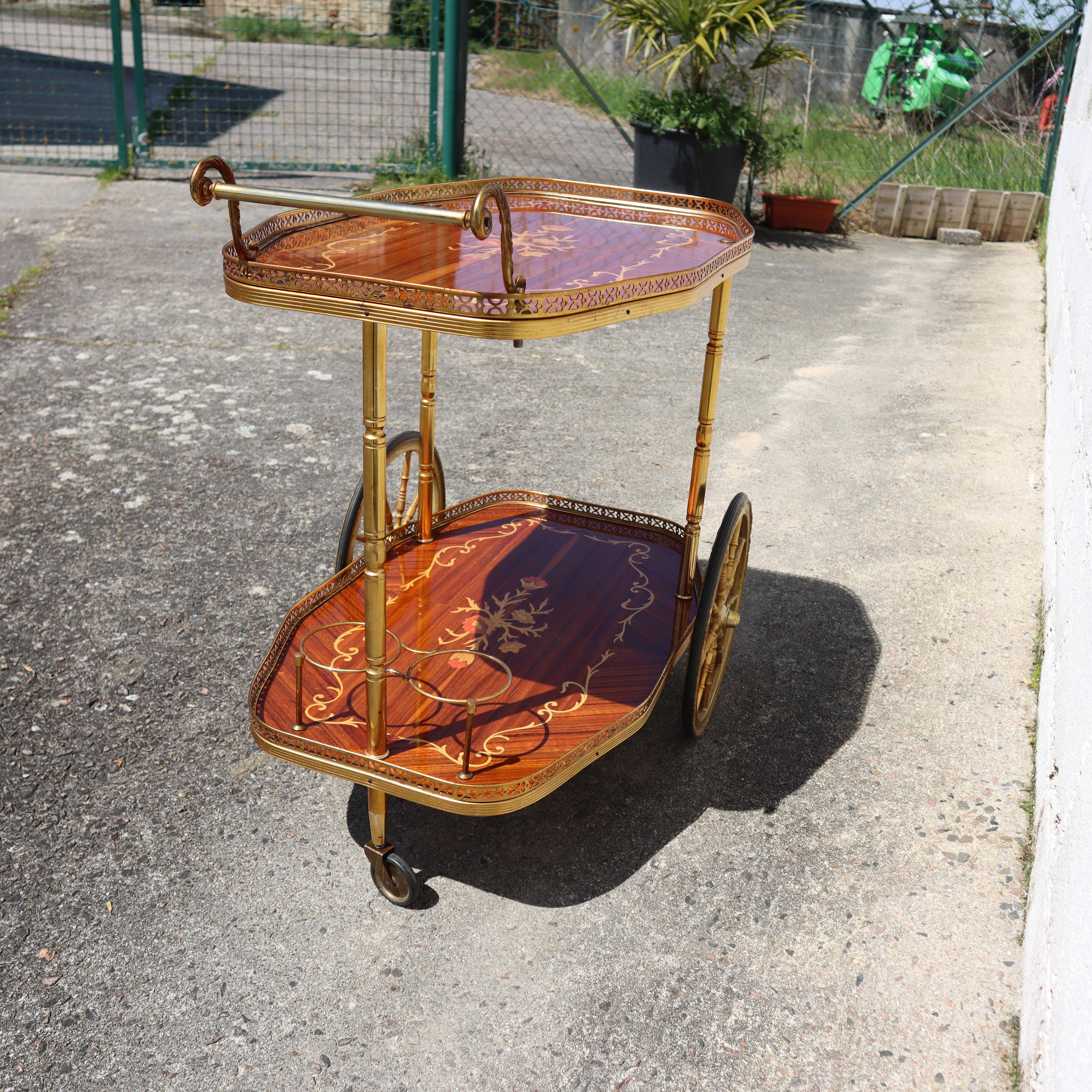 Métal Chariot de bar à deux niveaux pour dessert - Trolley - Style néoclassique des années 70