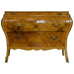 Italian Marquetry Bombe Commode