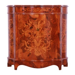 Italian Marquetry Burl Wood Serpentine Front Bar Cabinet or Commode