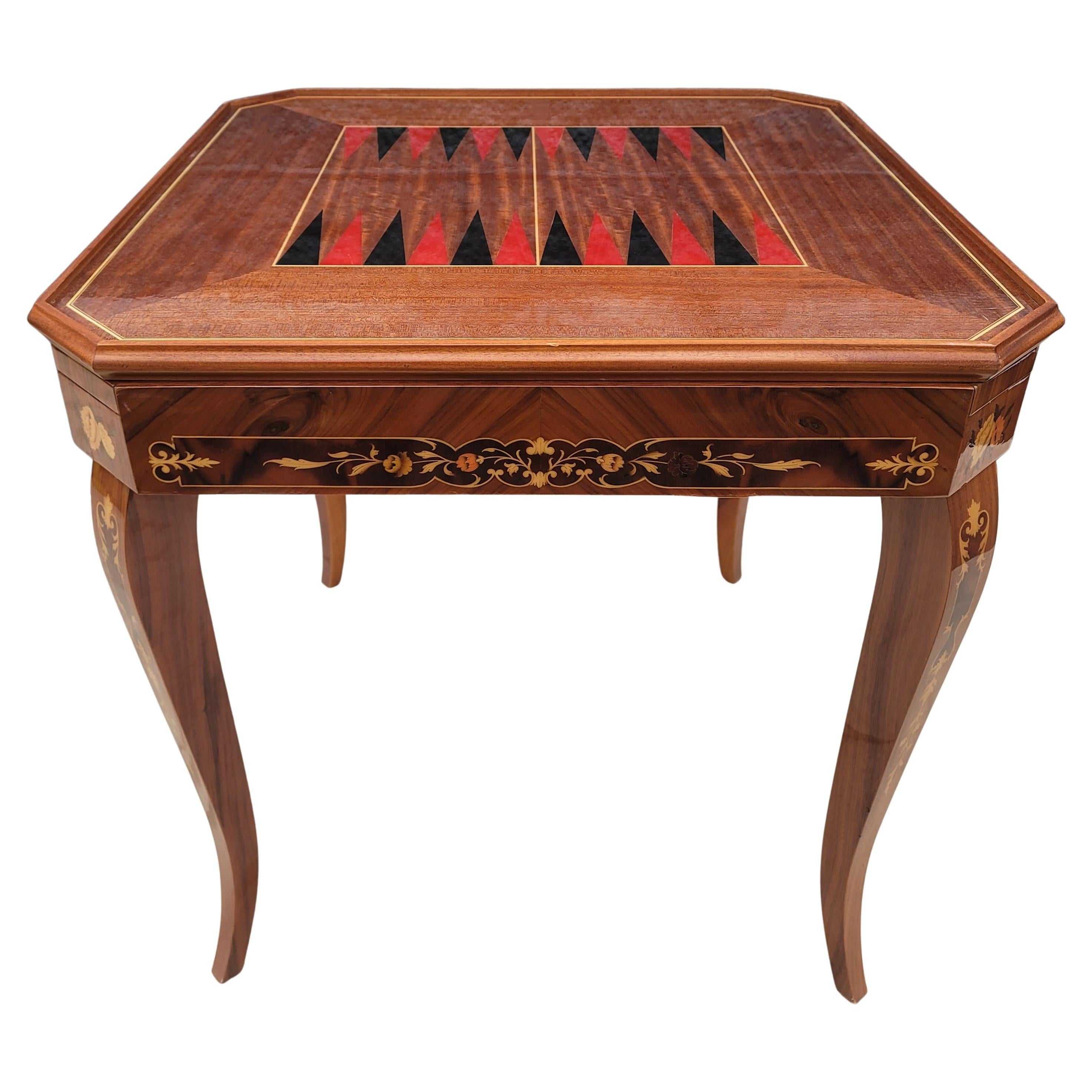 Italian Marquetry Burlwood and Mahogany Convertible Game Table 2