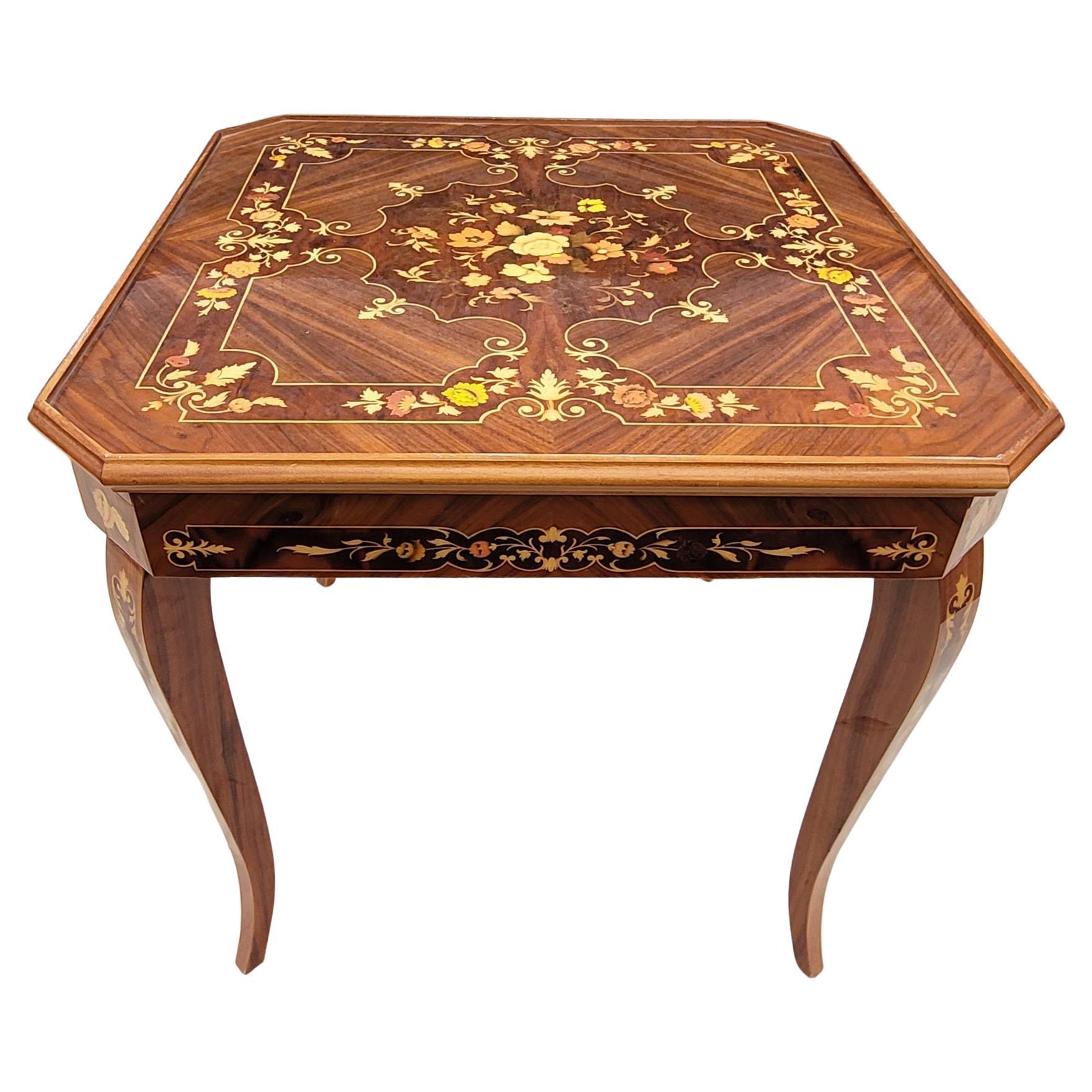 Italian Marquetry Burlwood and Mahogany Convertible Game Table 4