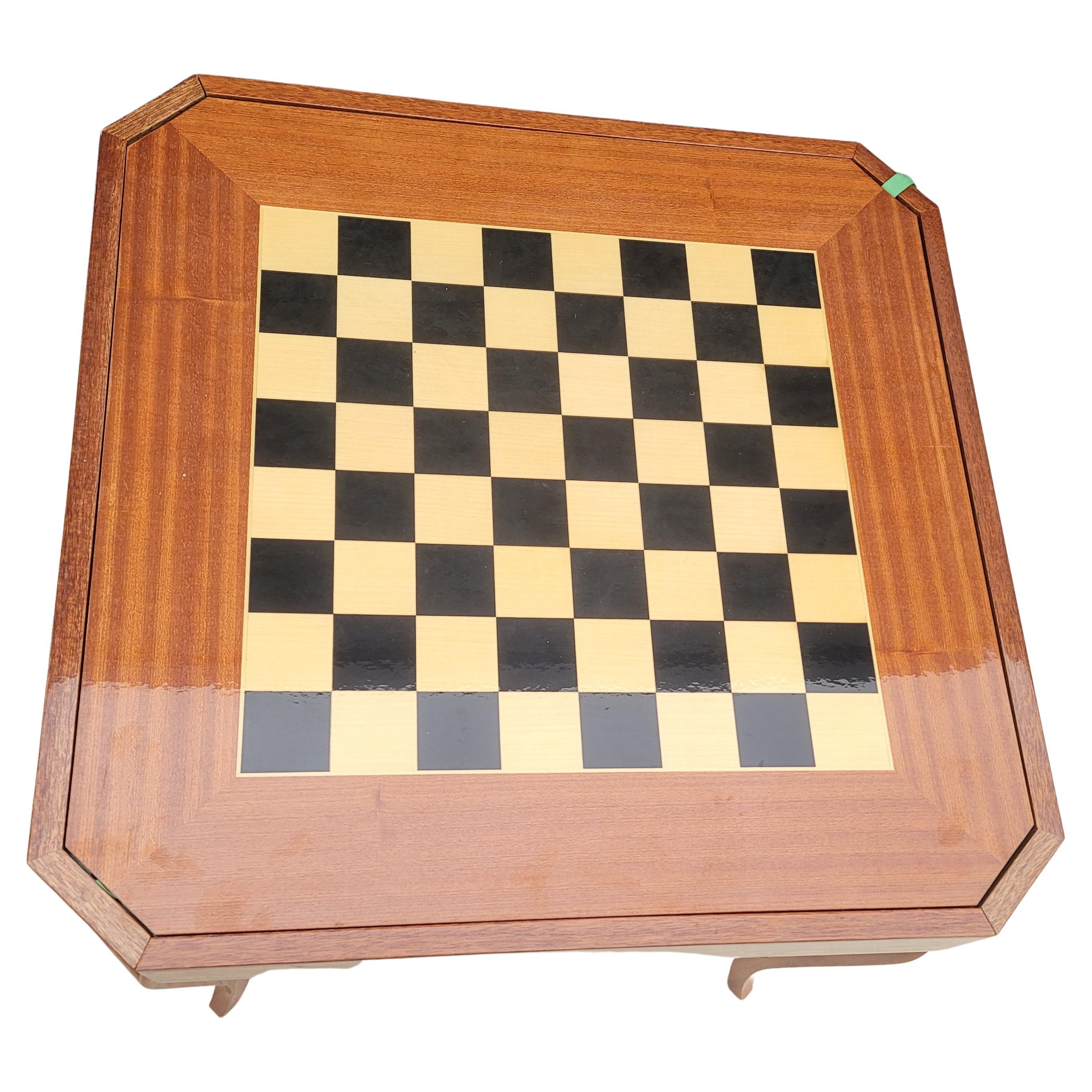 20th Century Italian Marquetry Burlwood and Mahogany Convertible Game Table