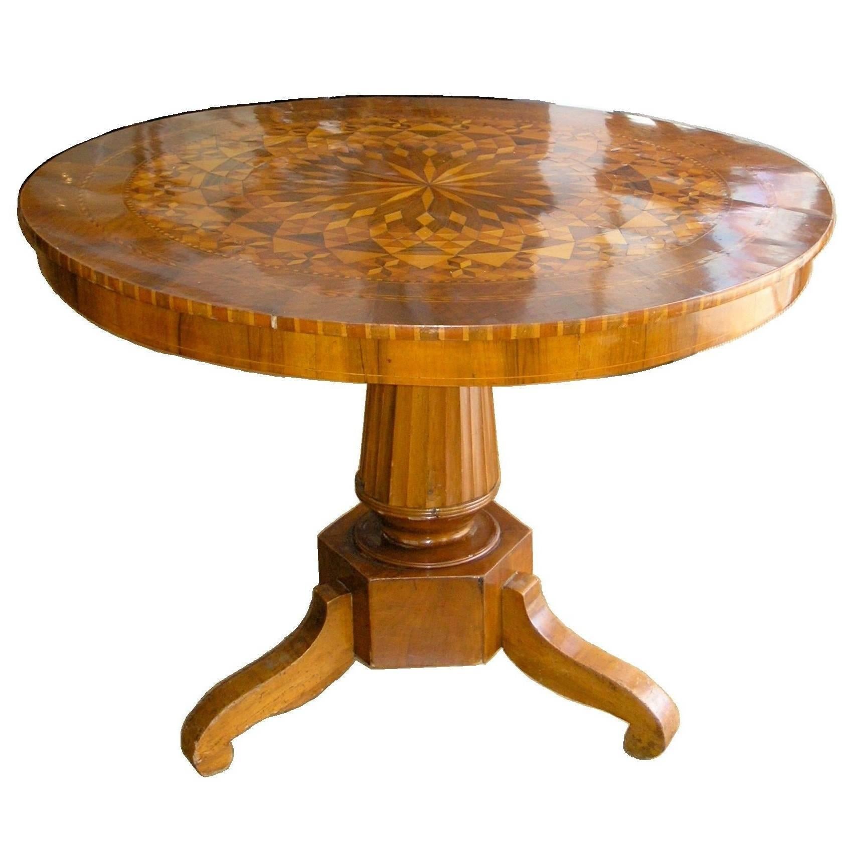 Italian Marquetry Centre Table, 19th Century For Sale