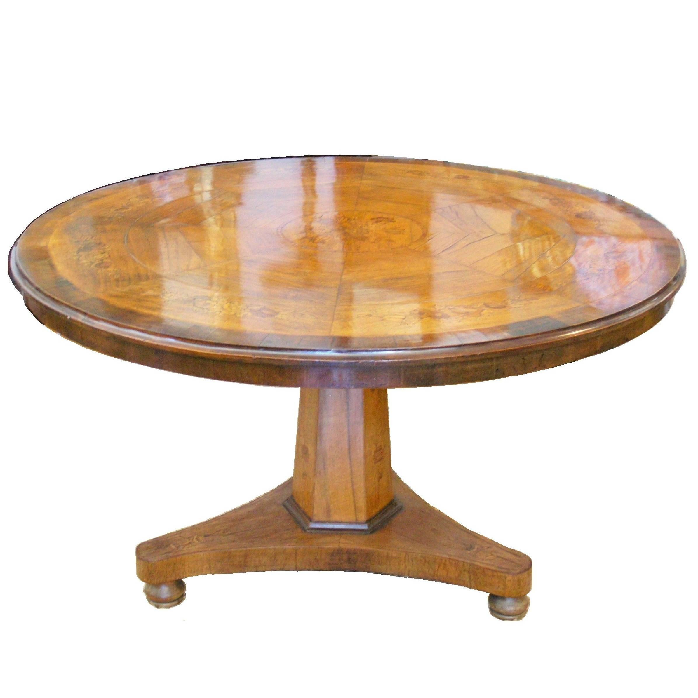Italian Marquetry Inlaid Center Table 19th C. For Sale