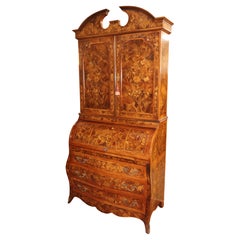 Italian Marquetry Inlaid Mixed Wood Maggiolini Style Secretary Desk