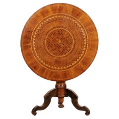 Italian Marquetry Inlaid Tilt Top Table