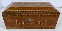 Italian Marquetry Inlaid Wooden Jewelry Box, Geometric Sorrento Style, Mid-20th