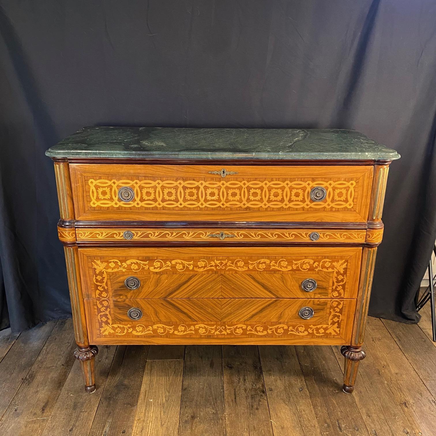 Scrivania Commode con piano in marmo intarsiato italiano in vendita 3