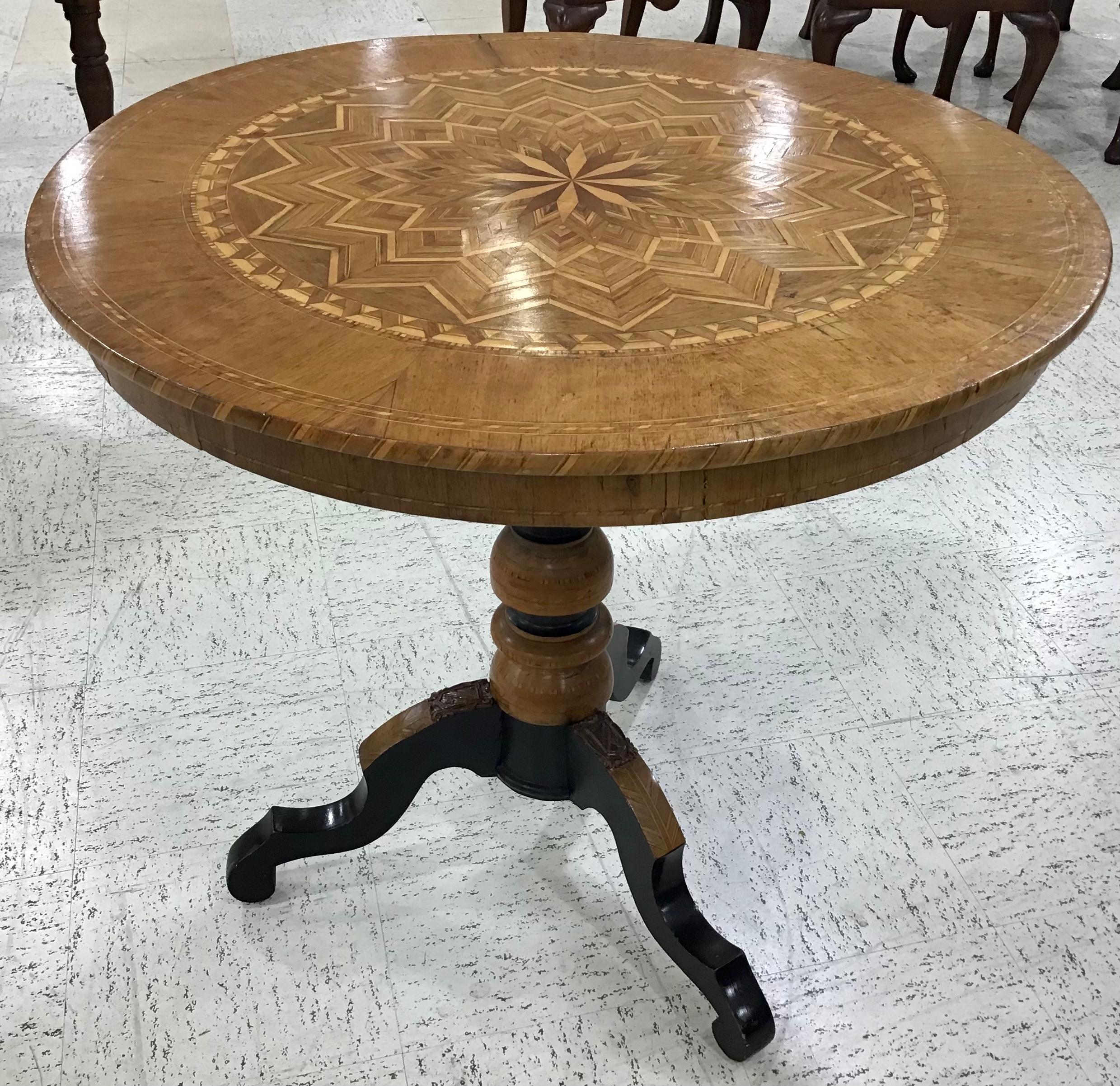 19th Century Italian Marquetry Round Side Table from Sorrento
