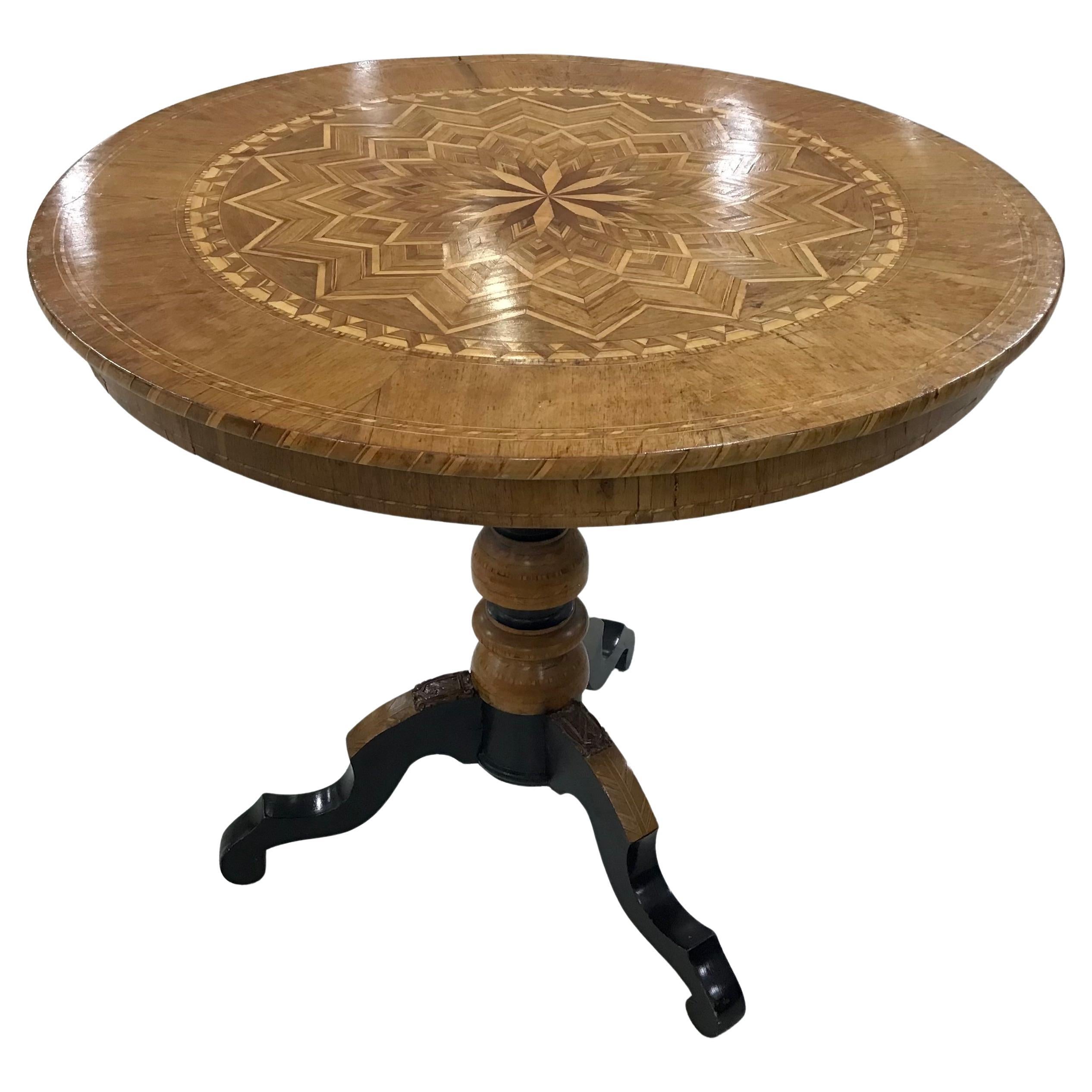 Italian Marquetry Round Side Table from Sorrento