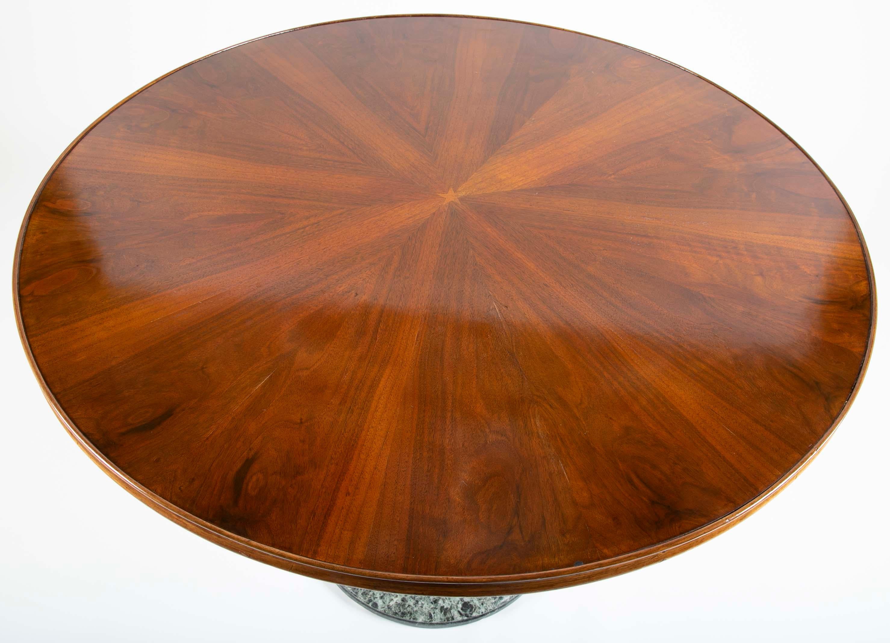 Marble Italian Marquetry Top Center Table in the Manner of Paolo Buffa