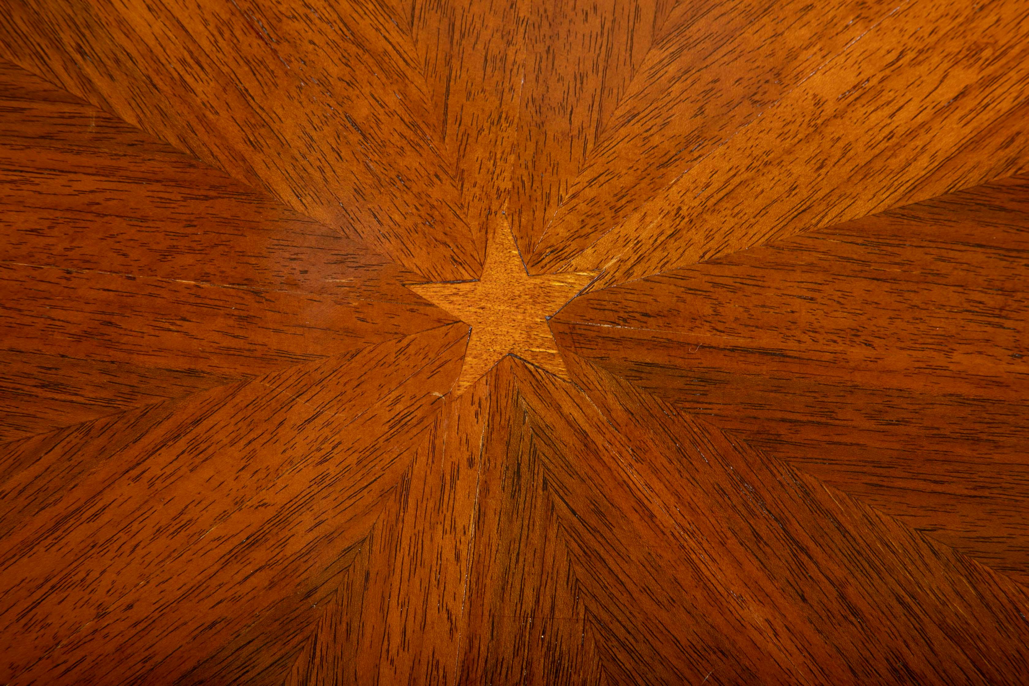 Italian Marquetry Top Center Table in the Manner of Paolo Buffa 1