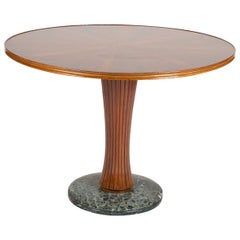 Italian Marquetry Top Center Table in the Manner of Paolo Buffa Italian Marquetry Top Center Table in the Manner of Paolo Buffa