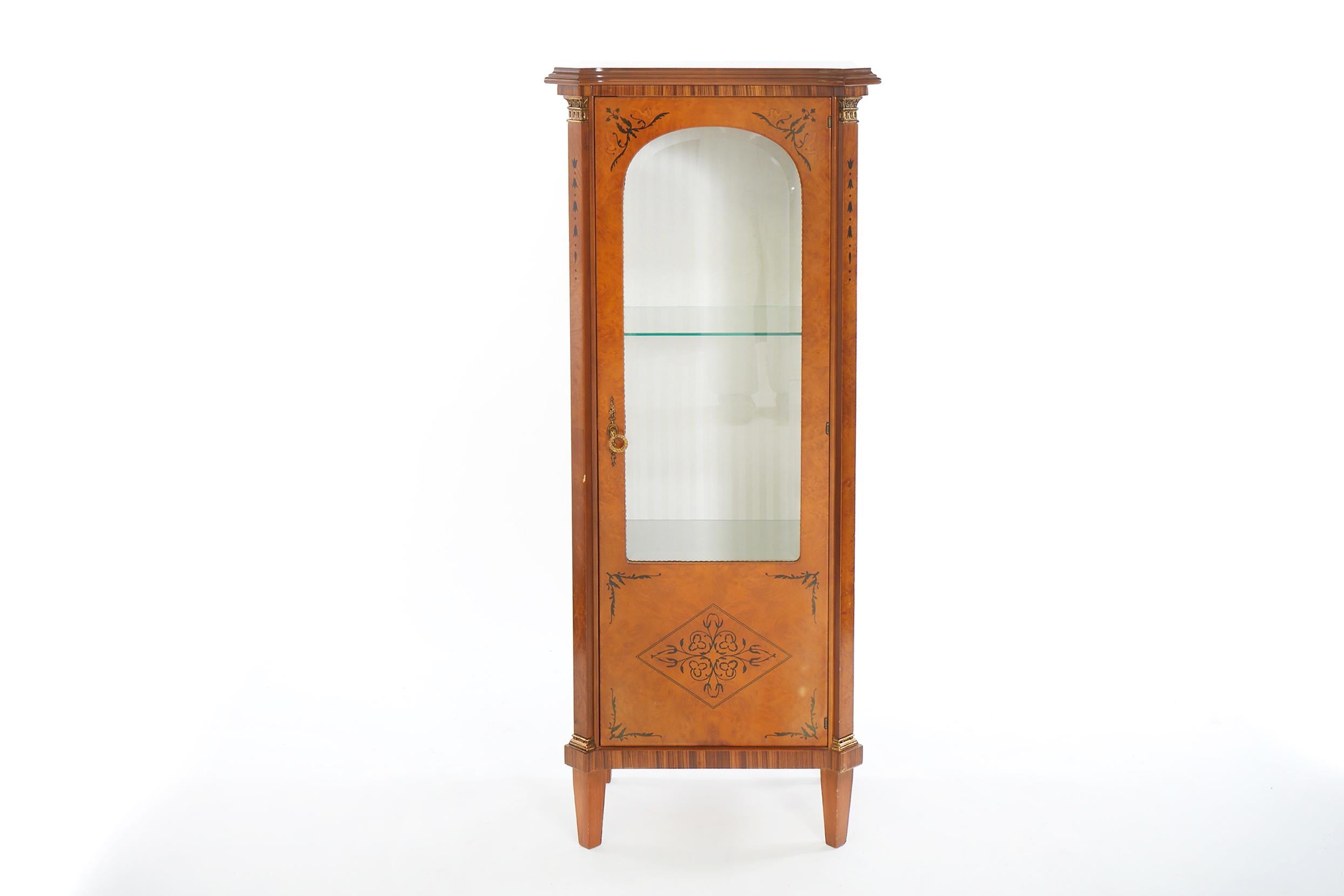 Italian Marquetry Wood Vitrine / Cabinet For Sale 6