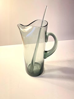 Italian Martini Pitcher with Smoked Glass and Hand Blown Stirrer