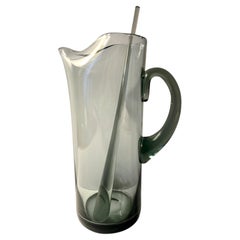 Italian Martini Pitcher with Smoked Glass and Hand Blown Stirrer