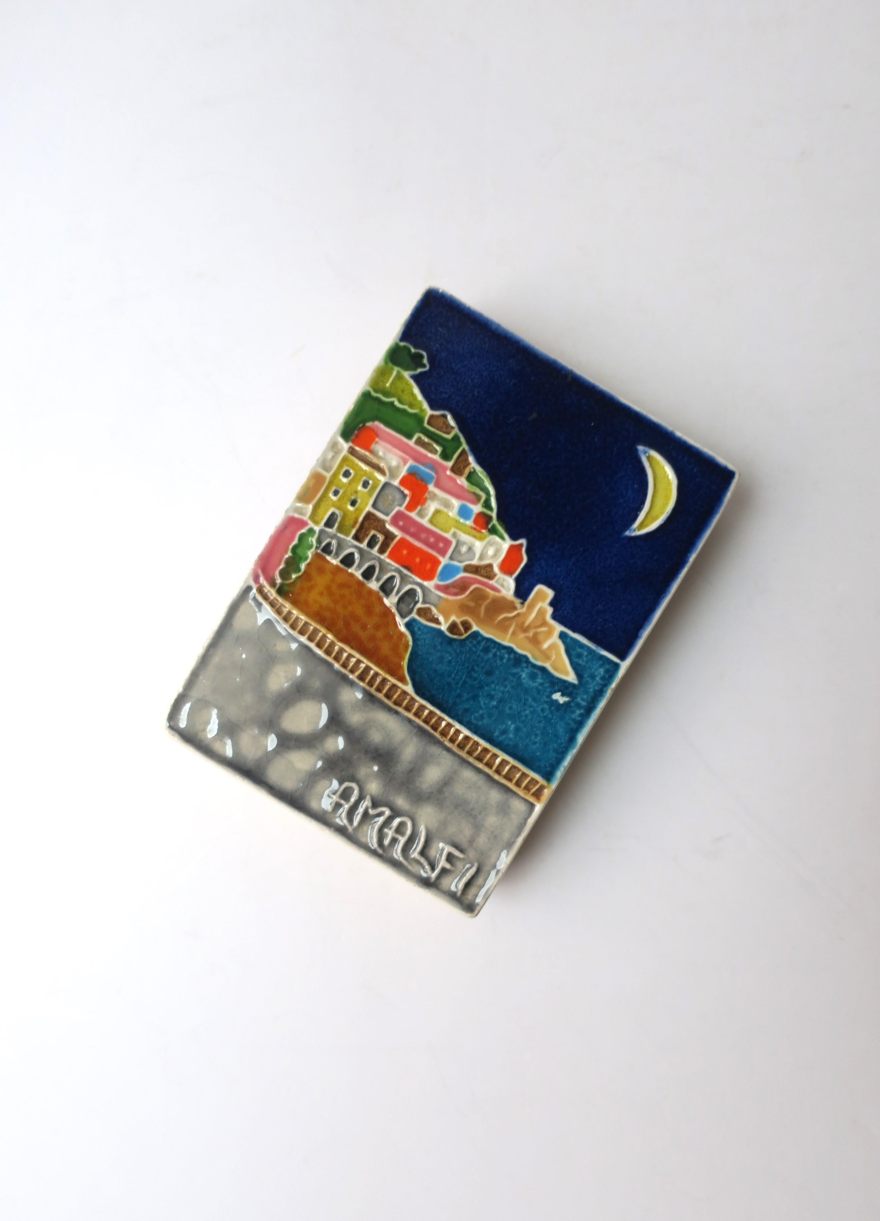 Glazed Italian Matchbox Amalfi Coast Ceramic Tile  For Sale