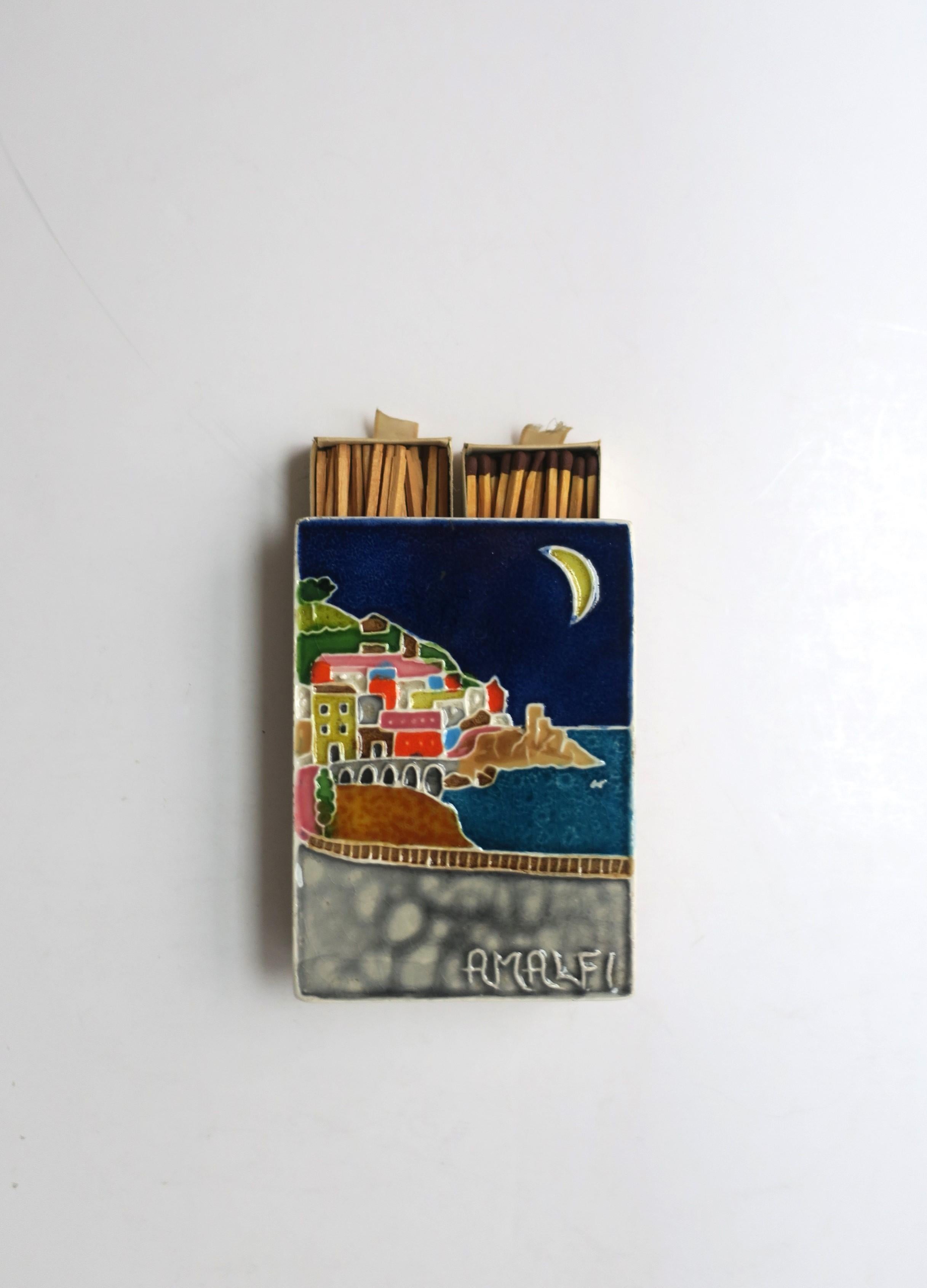 20th Century Italian Matchbox Amalfi Coast Ceramic Tile For Sale