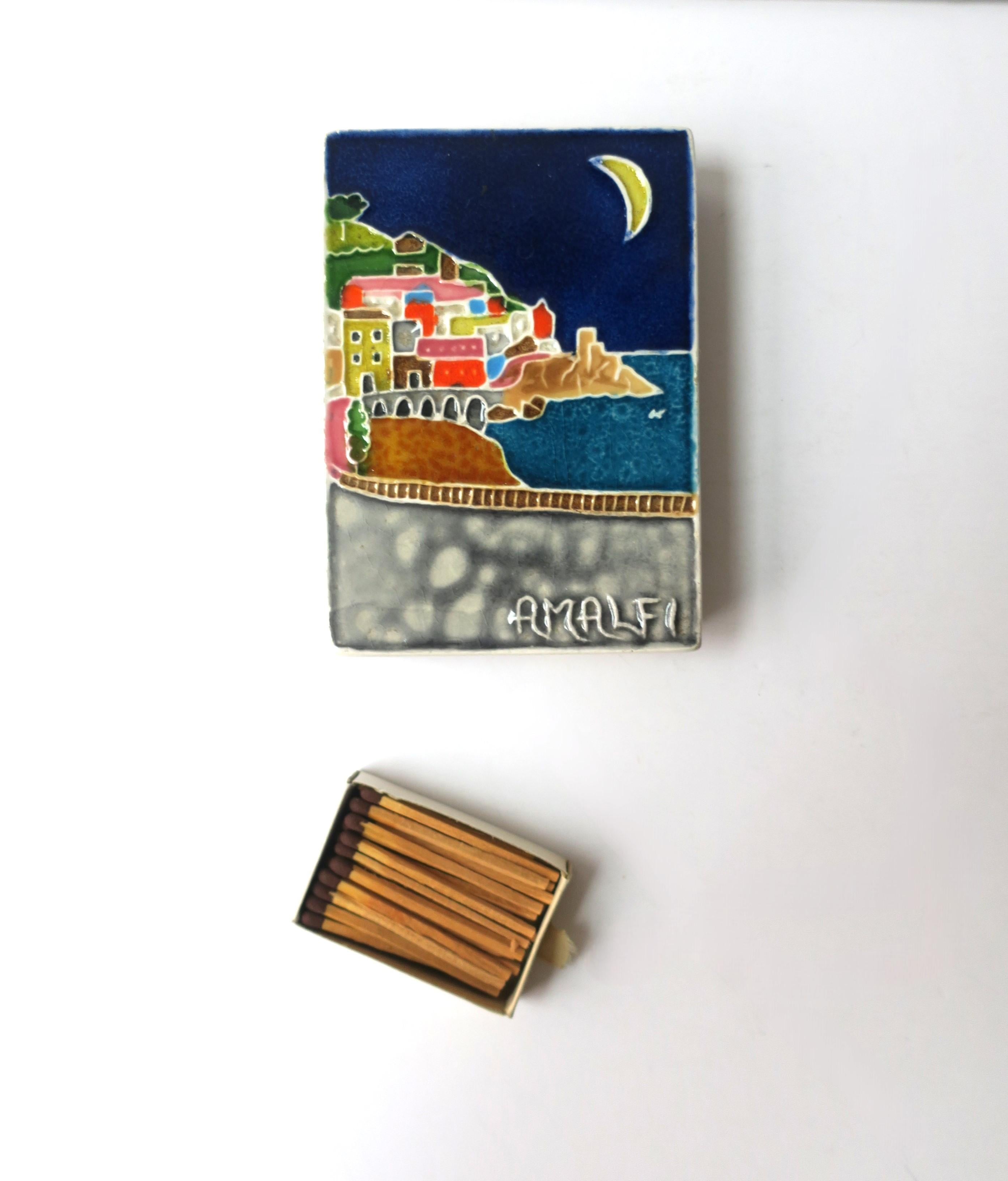Italian Matchbox Amalfi Coast Ceramic Tile  For Sale 1