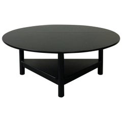 Italian Matt Black Solid Wood Oval Coffee Table with Book Opening, 1980s
