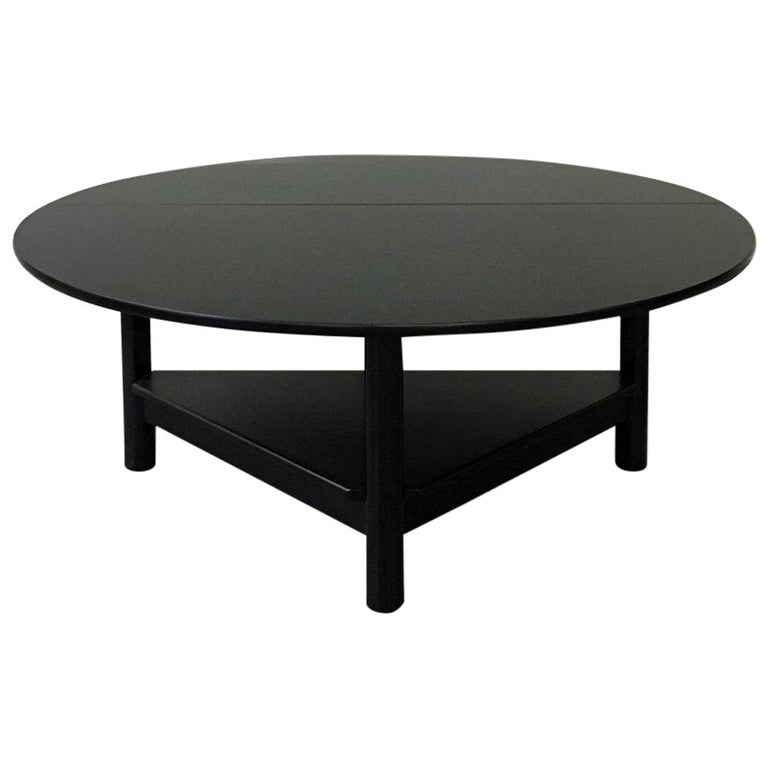 Italian Matt Black Solid Wood Oval, Small Oval Solid Wood Coffee Table
