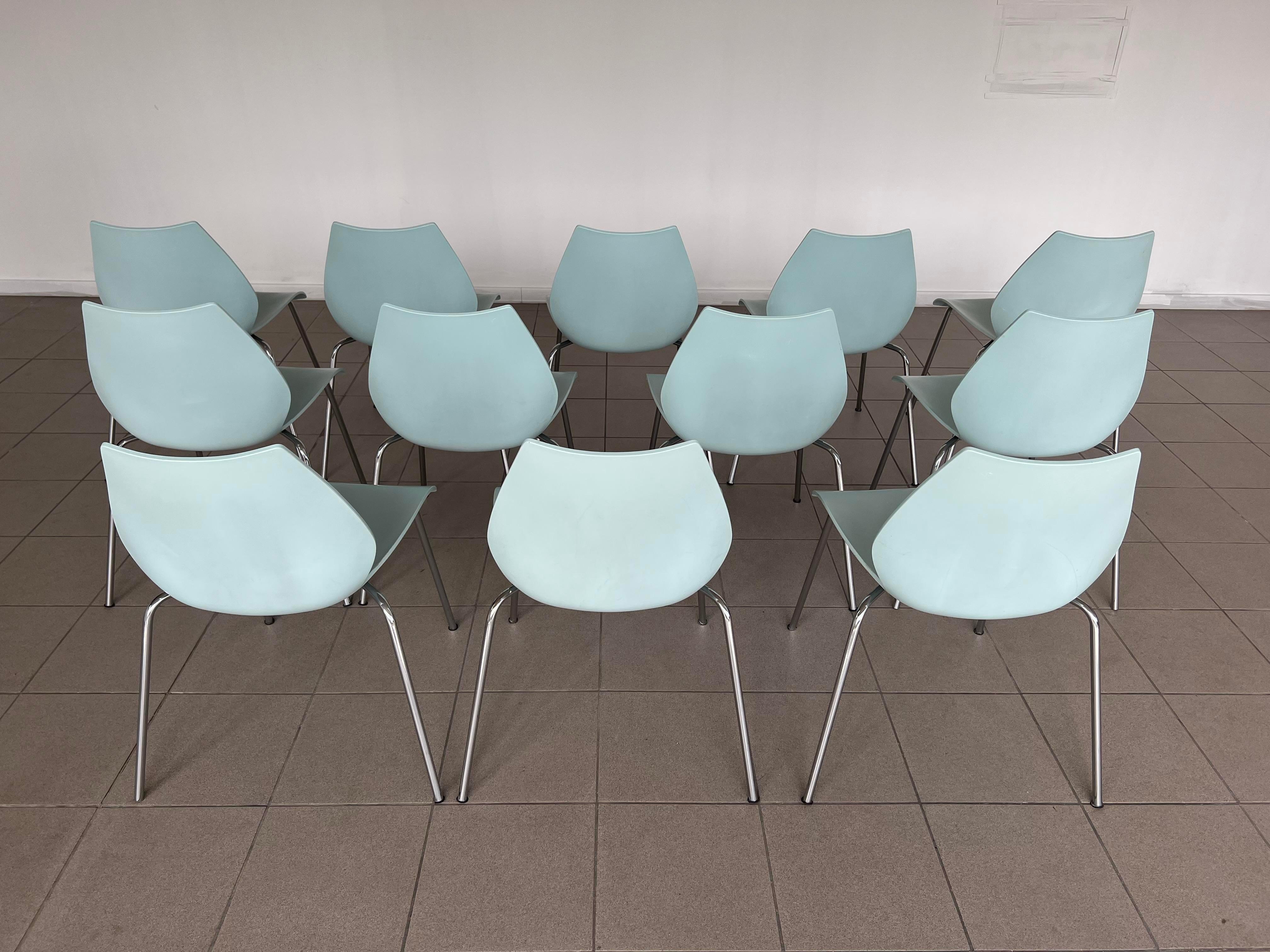 Italian Maui Pale Blue Side Chairs Vico Magistretti for Kartell - Set of 12 For Sale 3
