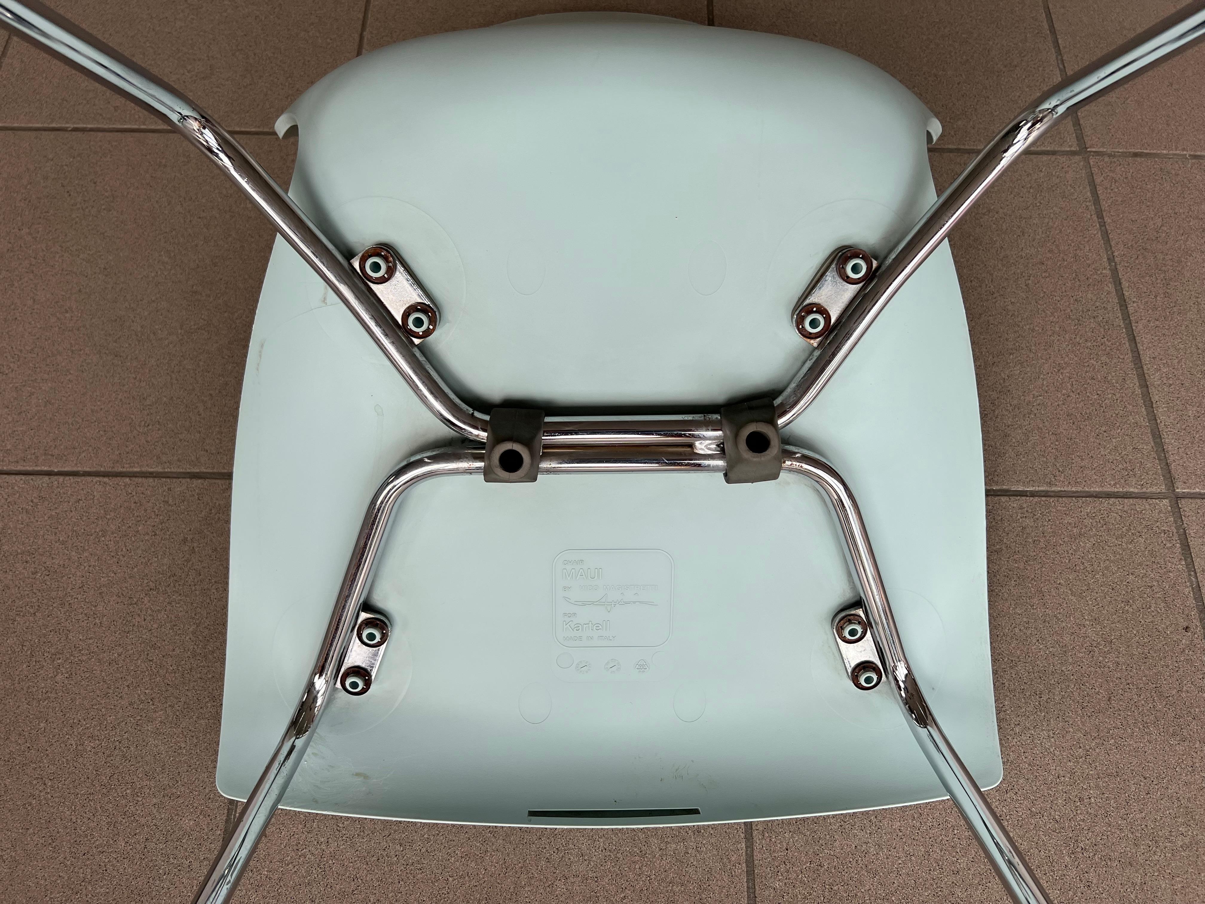 Italian Maui Pale Blue Side Chairs Vico Magistretti for Kartell - Set of 12 For Sale 4